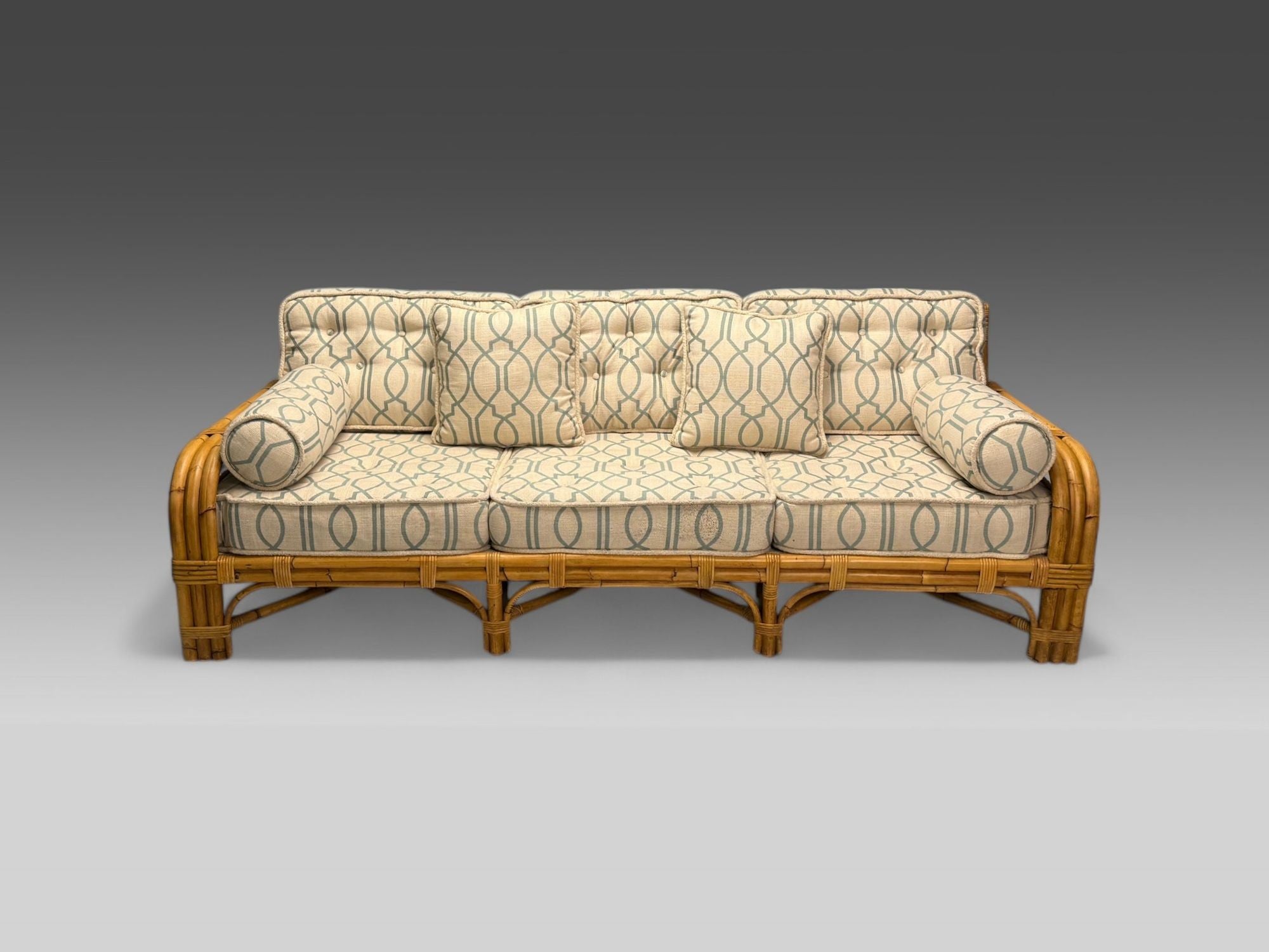 Bielecky Brothers, Modern, Large Three Seater Sofa, Rattan, Bamboo, USA, 21st C.