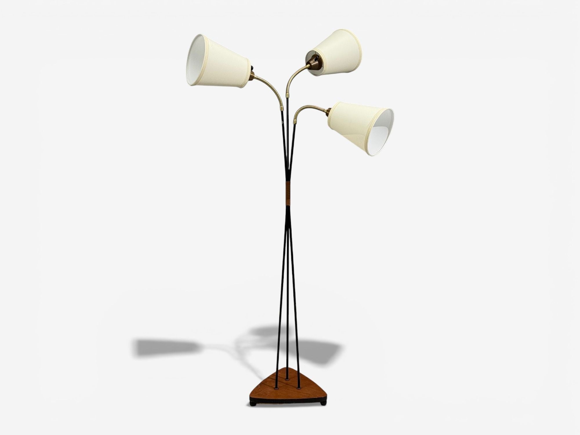 Swedish Modern, Adjustable Floor Lamp, Teak, Lacquered Metal, Sweden, 1960s