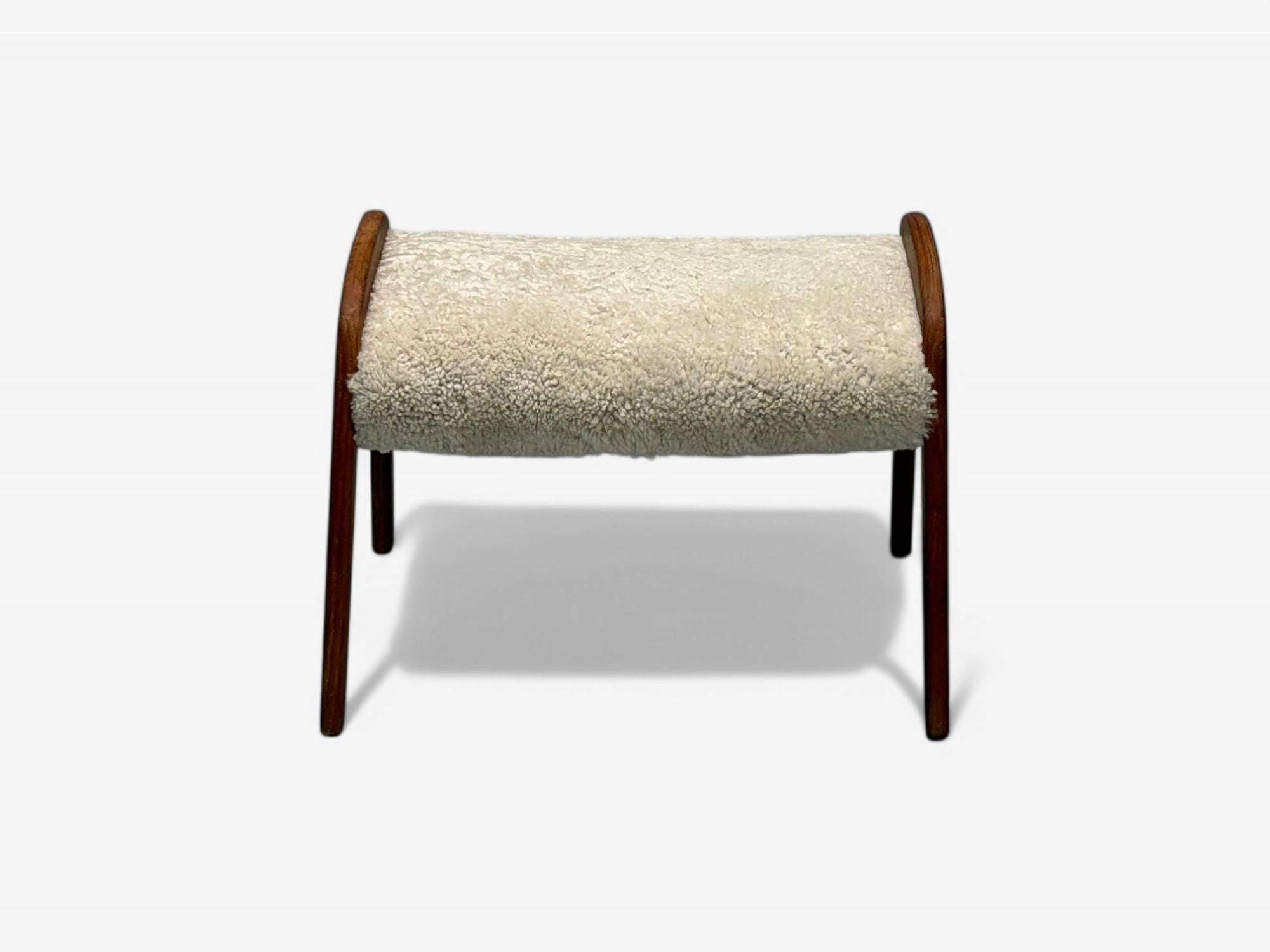 Danish Mid-Century Modern, Shearling Stool, Beige Sheepskin, Denmark, 1970s