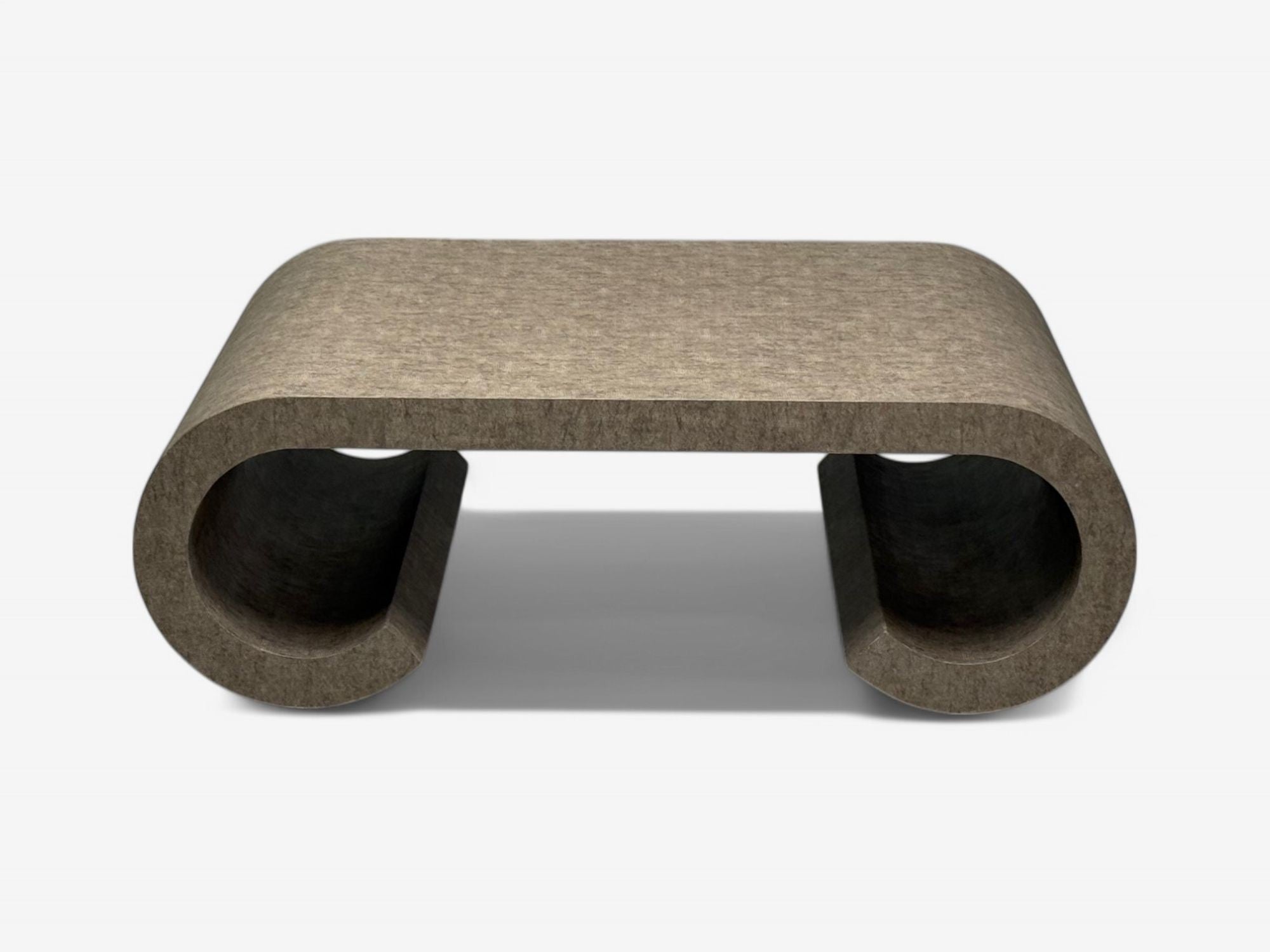 Karl Springer Style, Mid-Century Modern, Grey Faux Shagreen, Coffee Table, 1980s