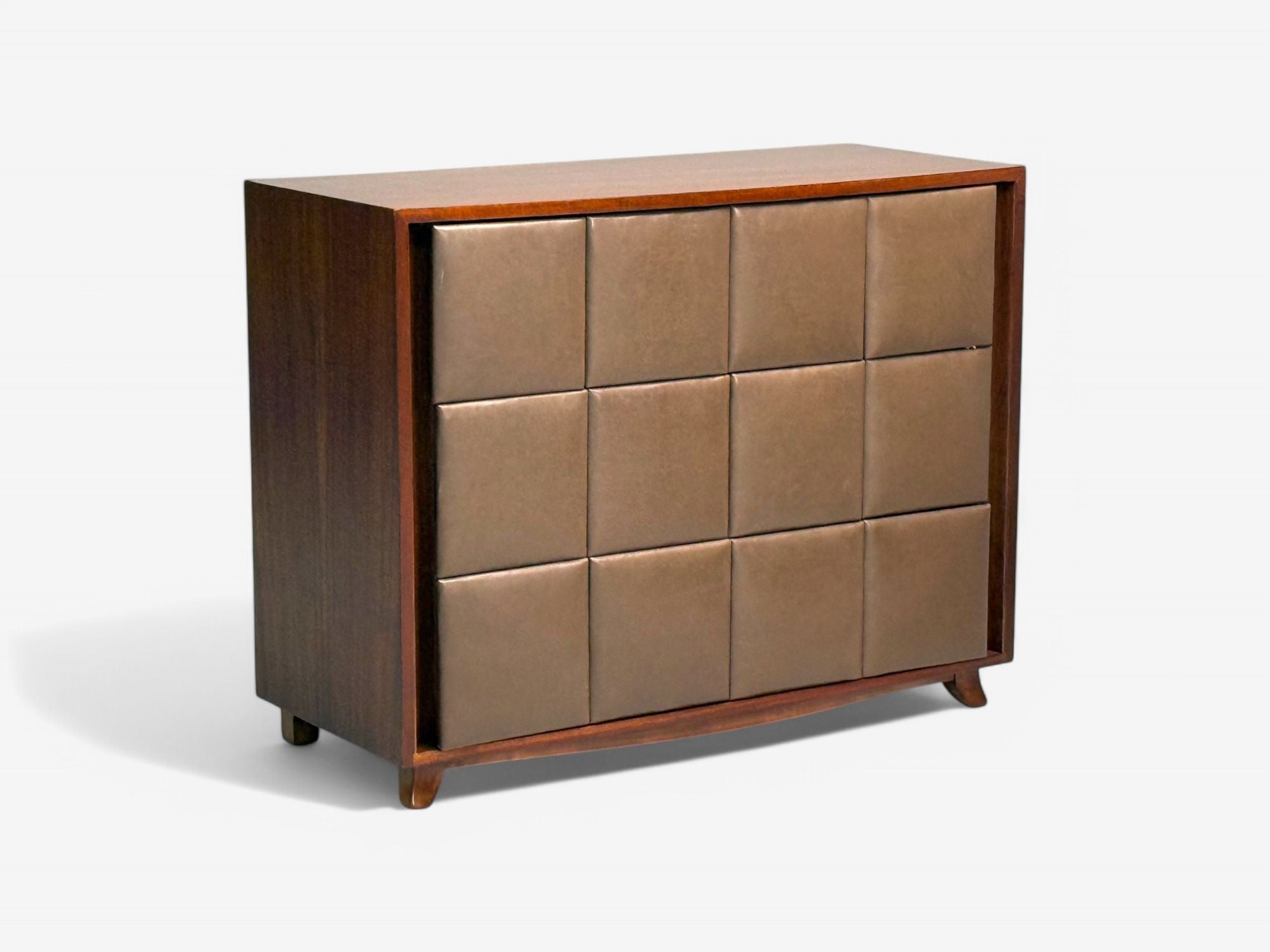 Gilbert Rohde, Mid-Century Modern, Dressers, Leather, Stained Wood, 1940s