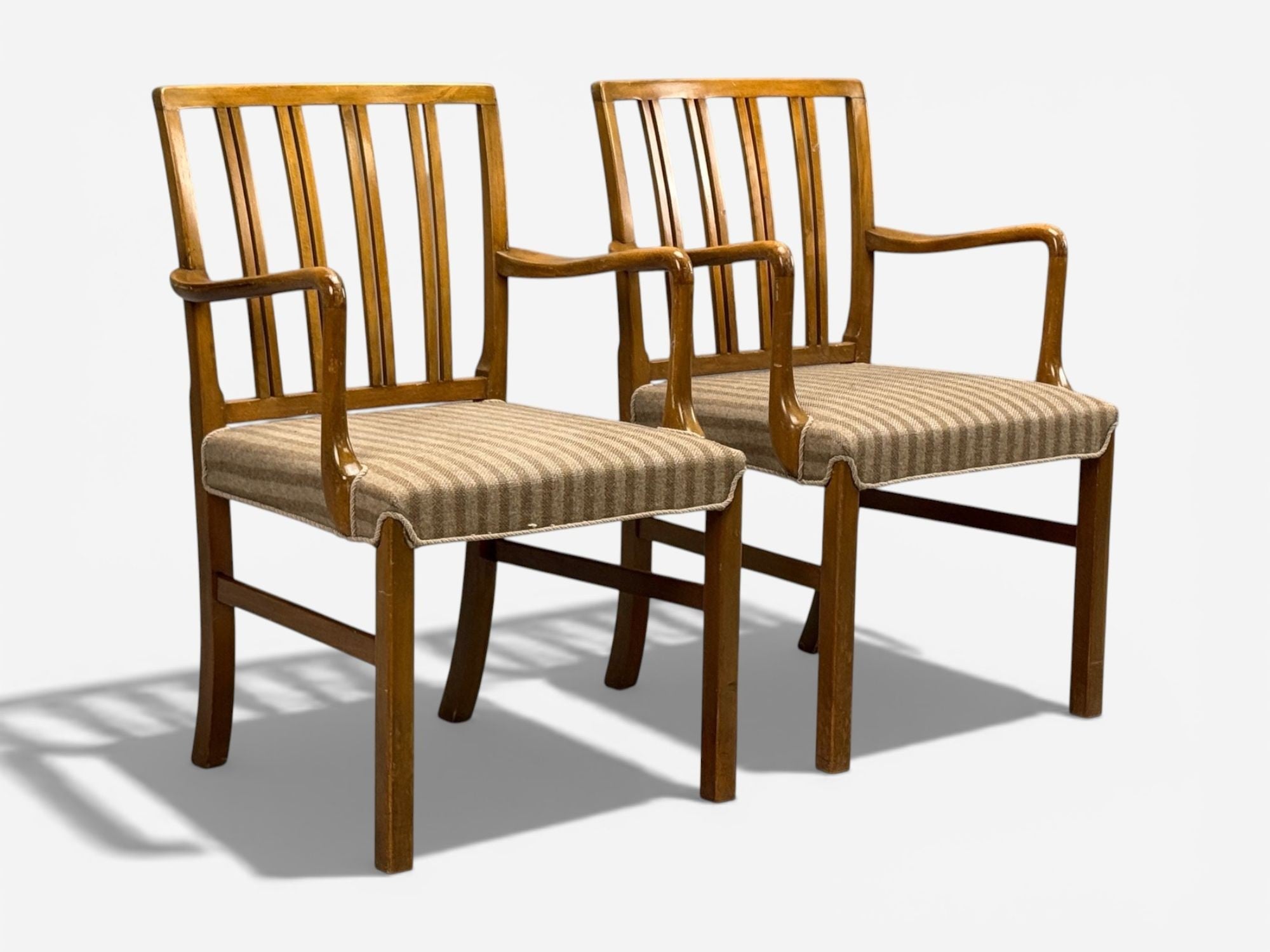 Ole Wanscher, Armchairs, Beech, Fabric, Denmark, 1940s