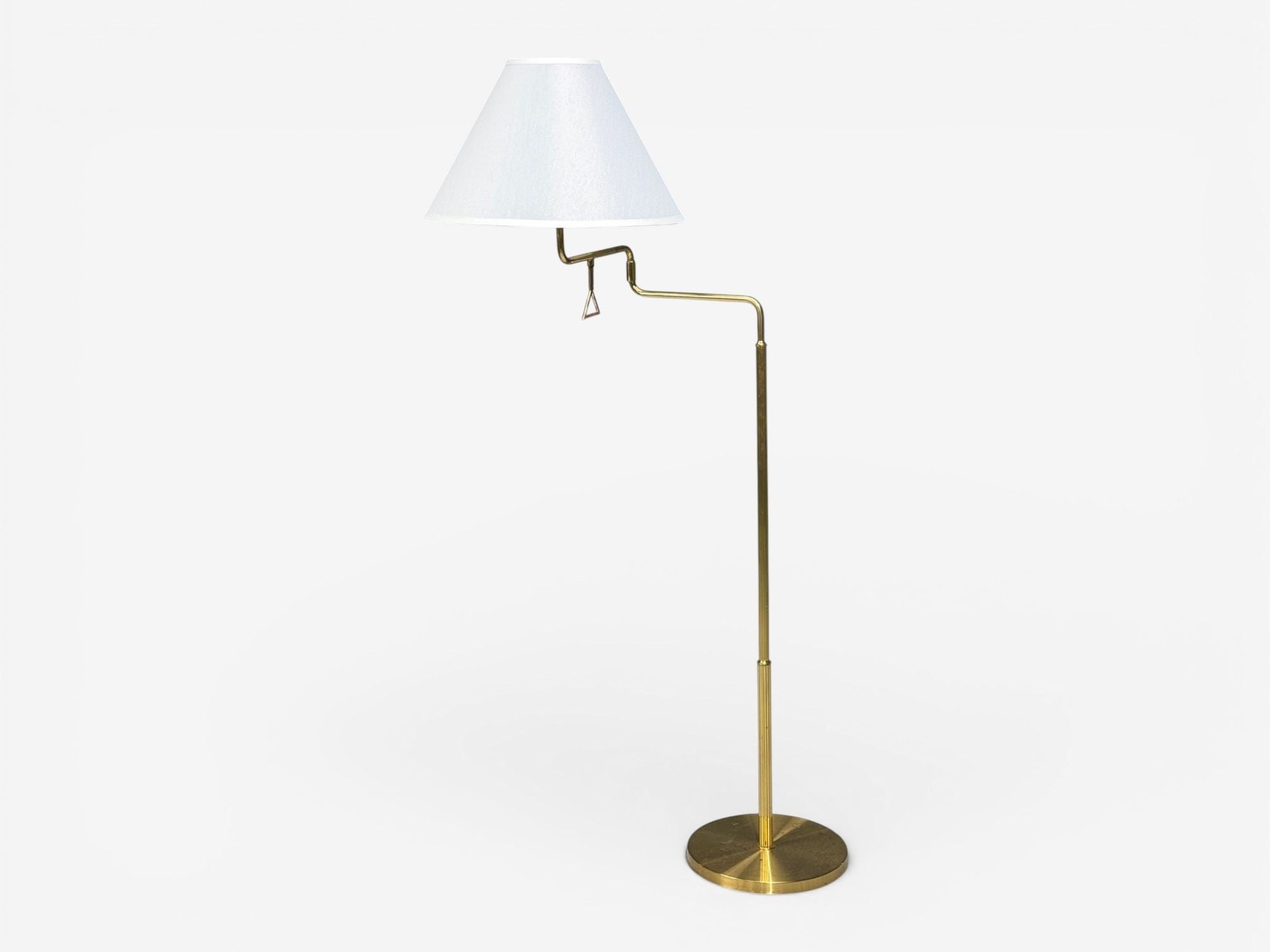 Armaturhantverk Göteborg, Articulating Floor Lamp, Brass, Fabric, Sweden, 1960s