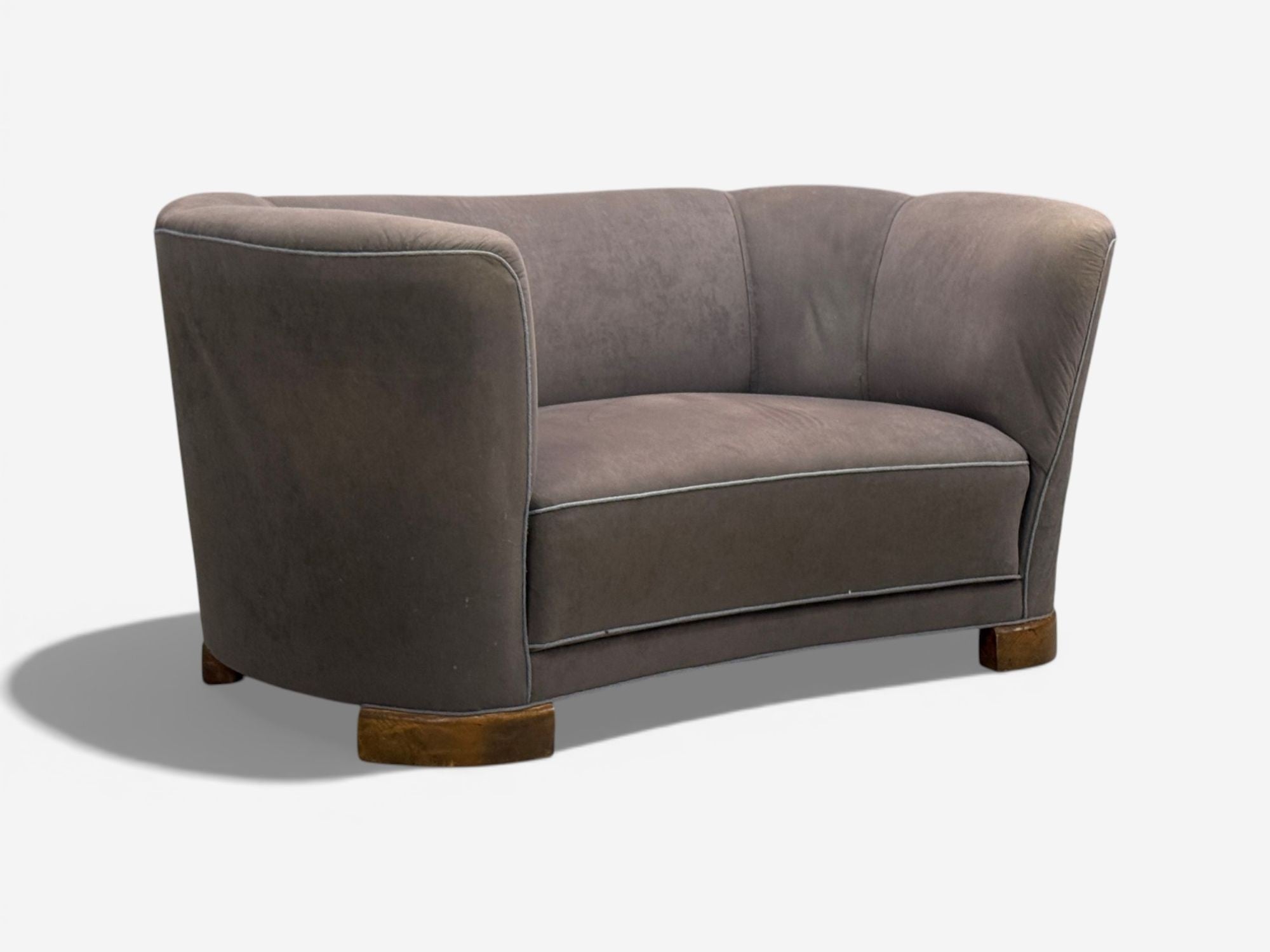 Danish Modern, Banana Sofa, Stained Beech, Fabric, Denmark, 1930s