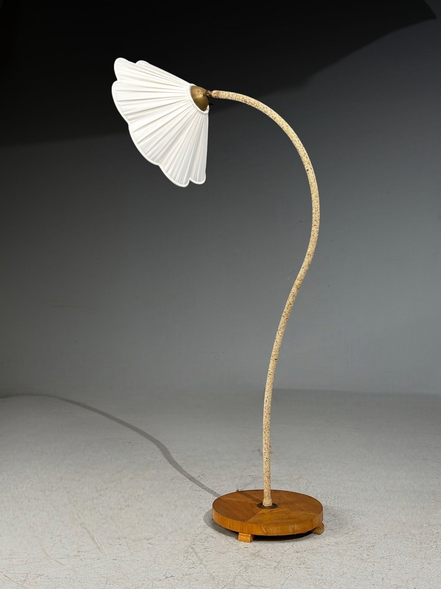 Swedish Modern, Organic Floor Lamp, Cord, Wood, Sweden, 1930s