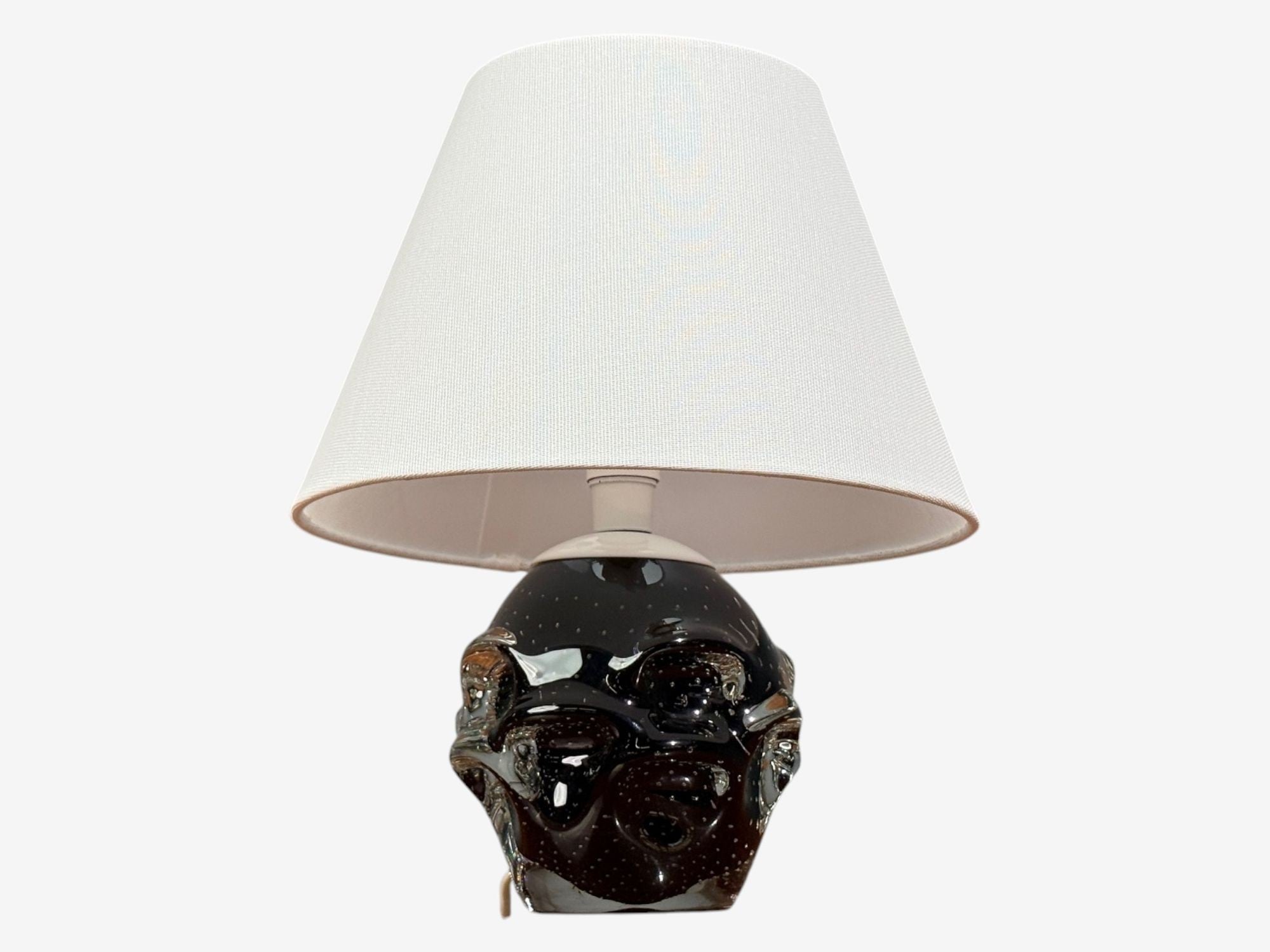 Kosta, Small Table Lamp, Black Glass, Sweden, 1950s