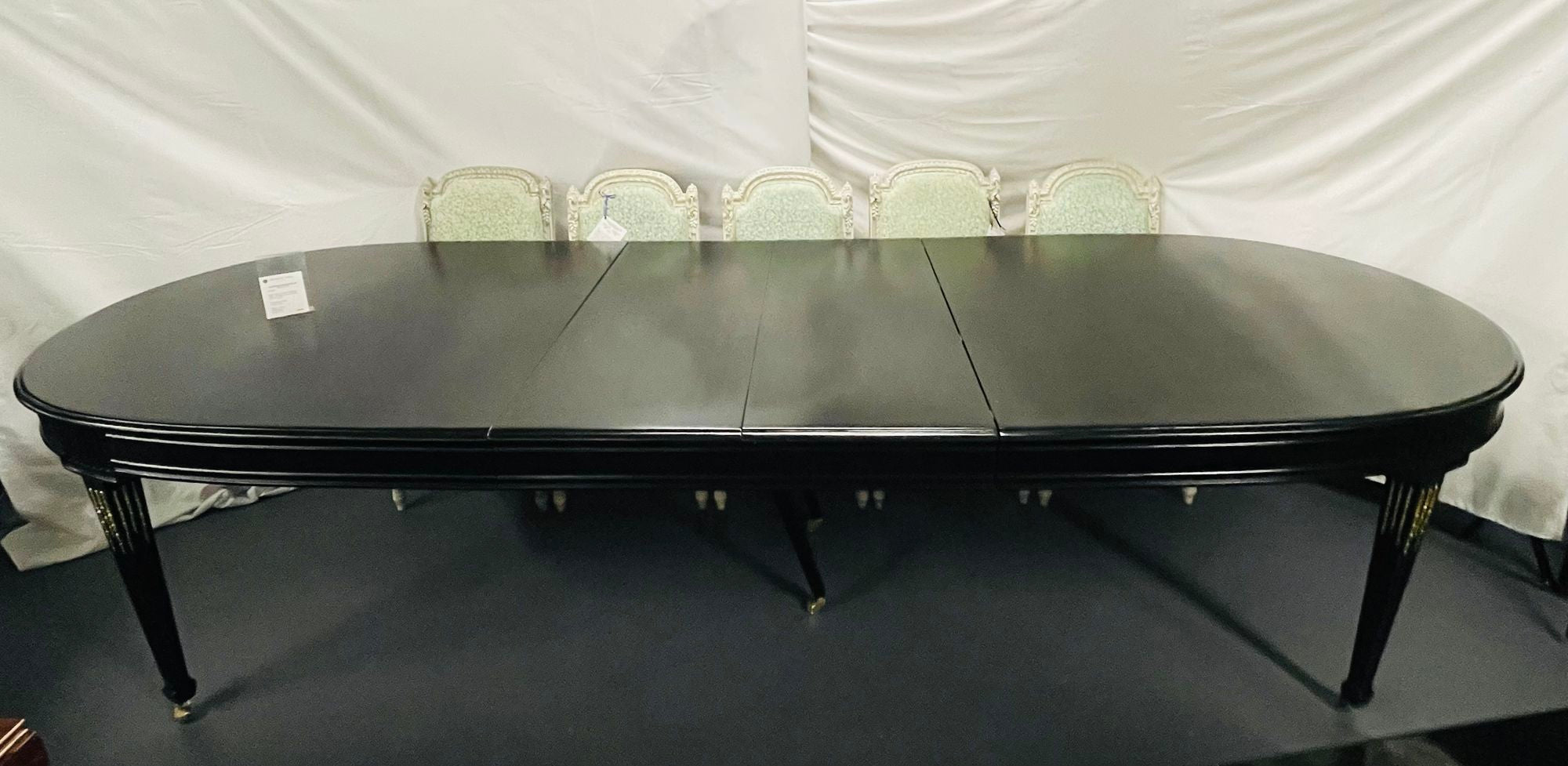Maison Jansen Louis XVI Dining Table, Conference, Ebony, Bronze, French 1930s