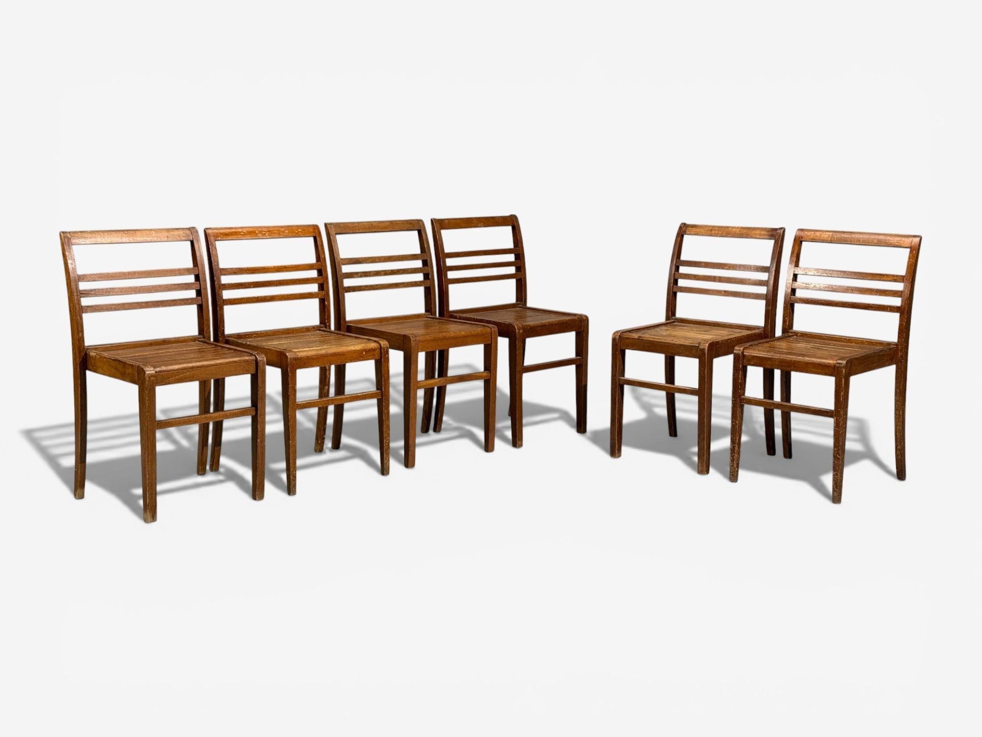 Rene Gabriel, Reconstruction Era Dining Chairs, Beech Wood, France, 1940s