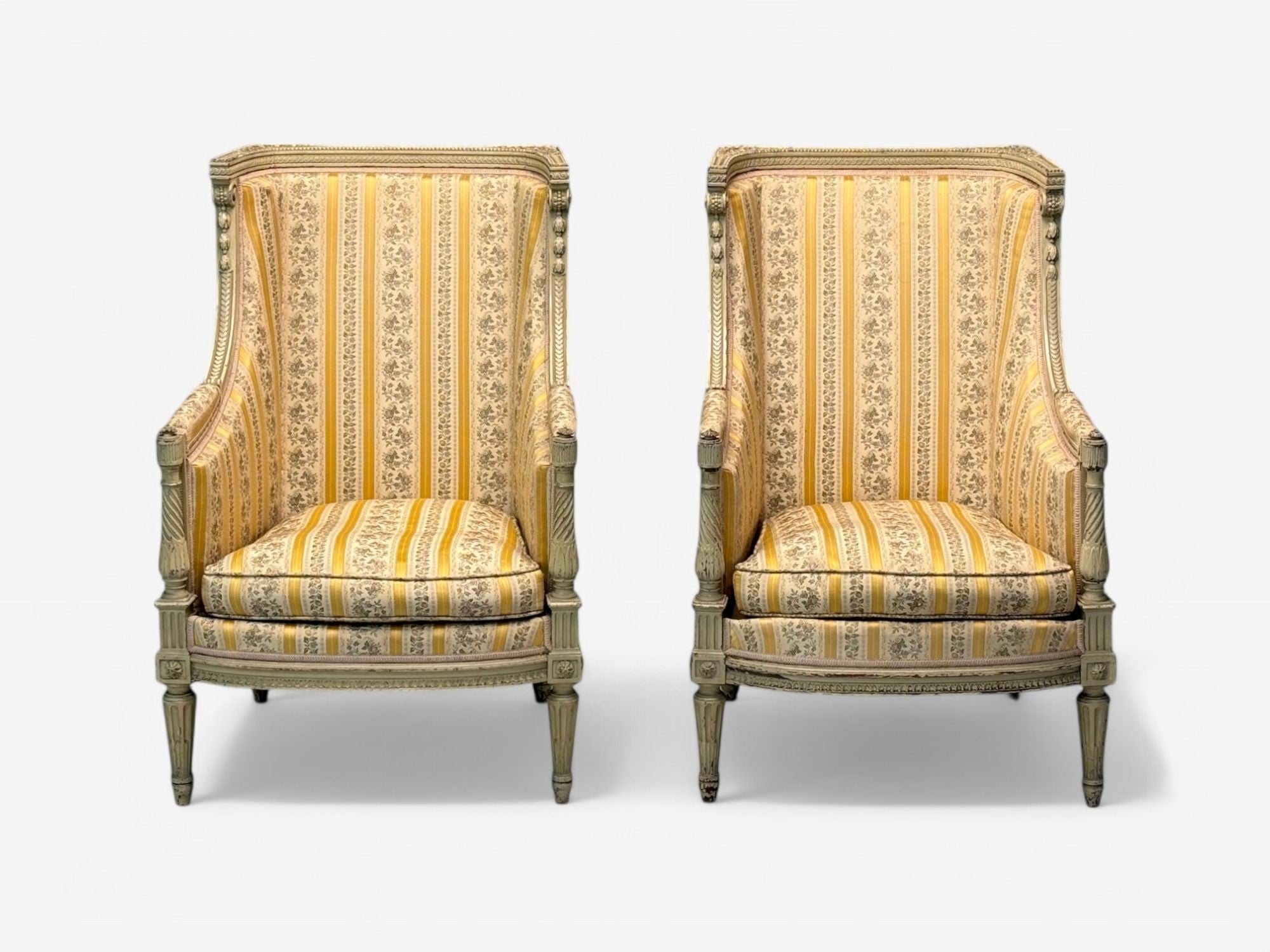 Maison Jansen attr, Louis XVI Style, Painted Wood, Lounge Chairs, France, 1920s