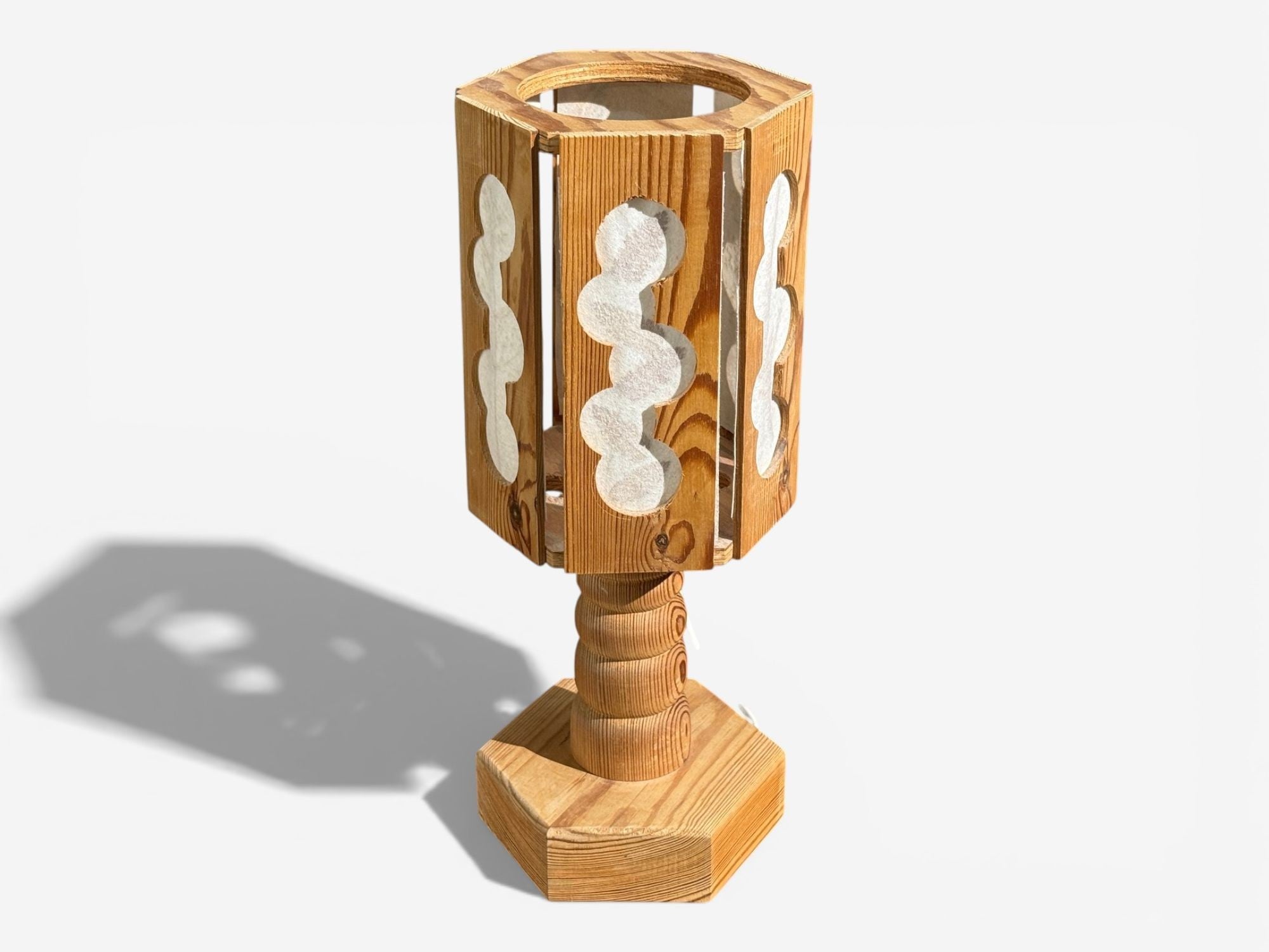 Swedish Modern, Table Lamp, Pine, Fabric, Sweden, 1940s