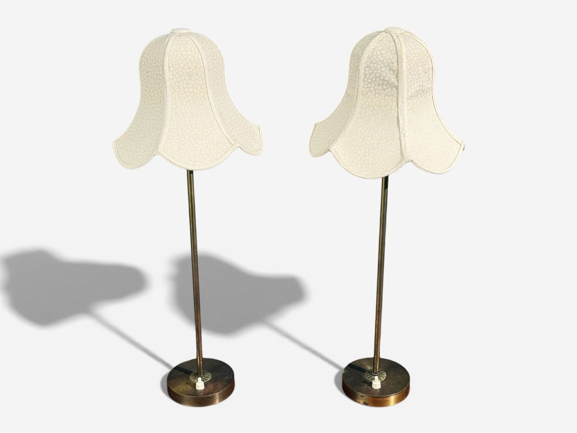 BABO, Table Lamps, Brass, Fabric, Sweden, 1900s