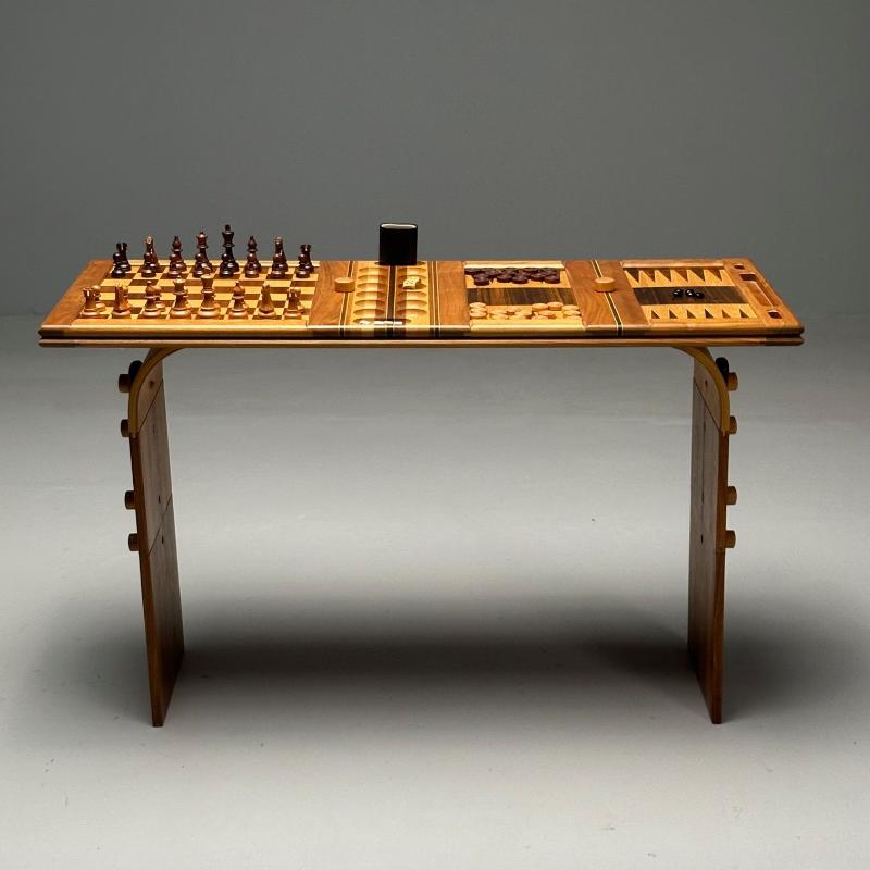 David Levy, American Studio, Mid-Century Modern, Game Table, Parquetry