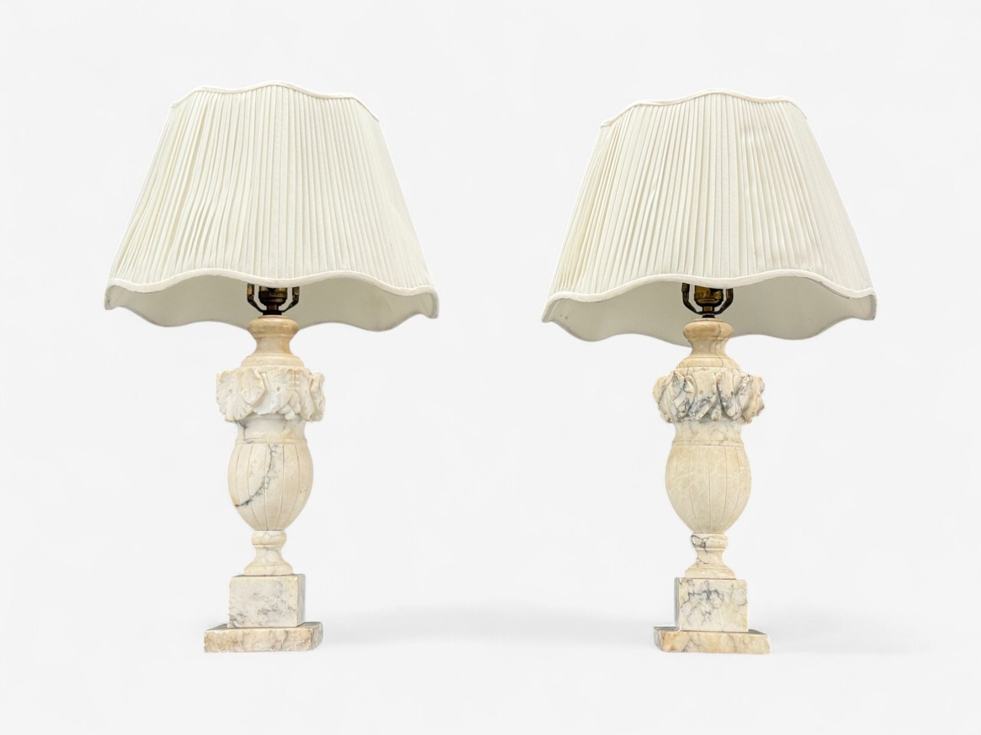 Italian Neoclassical, Marble, Alabaster, Brass, Table Lamps, Italy, 1940s