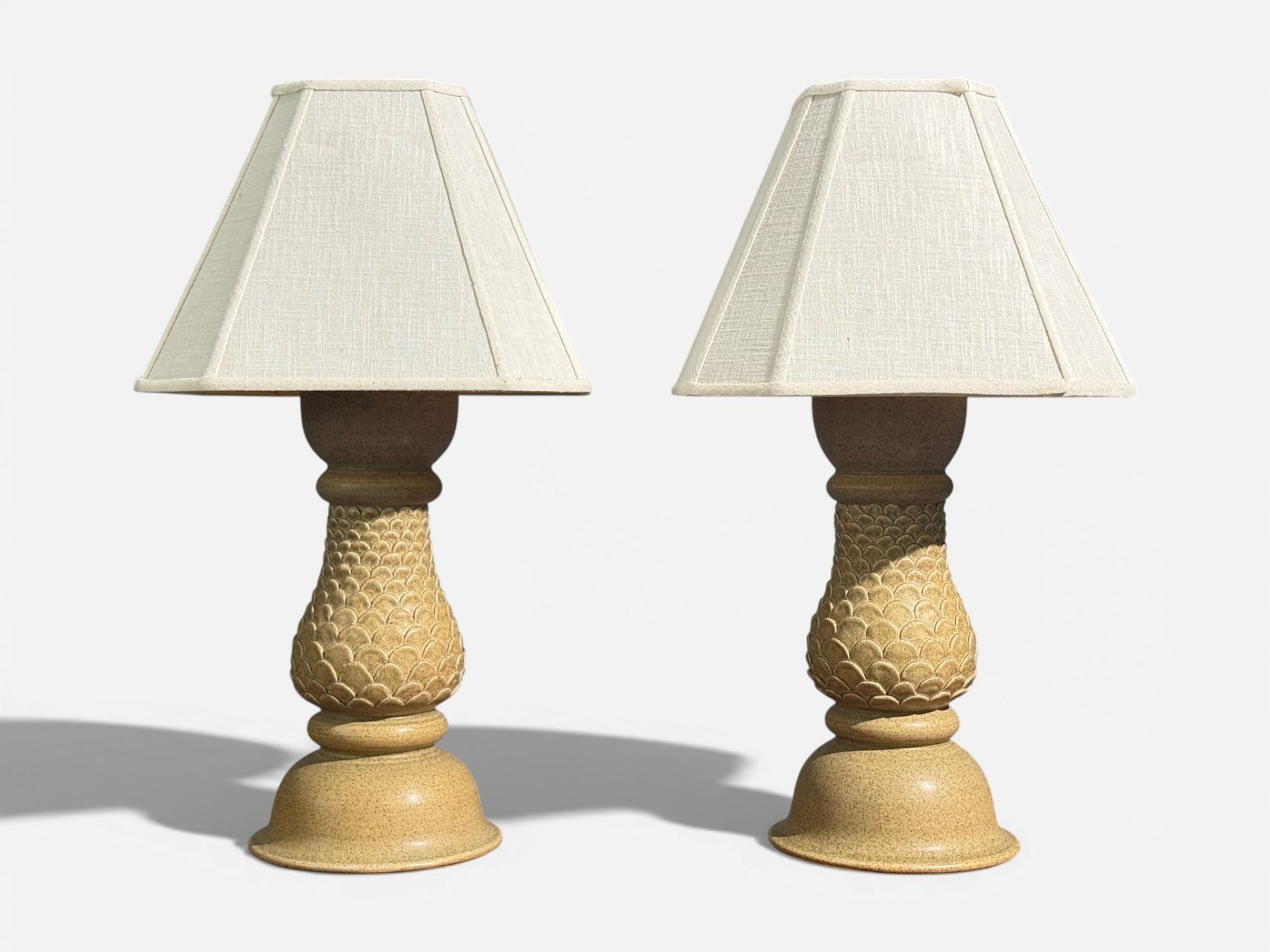 Kaisa Essén, Table Lamps, Beige Stoneware, Sweden, 1980s