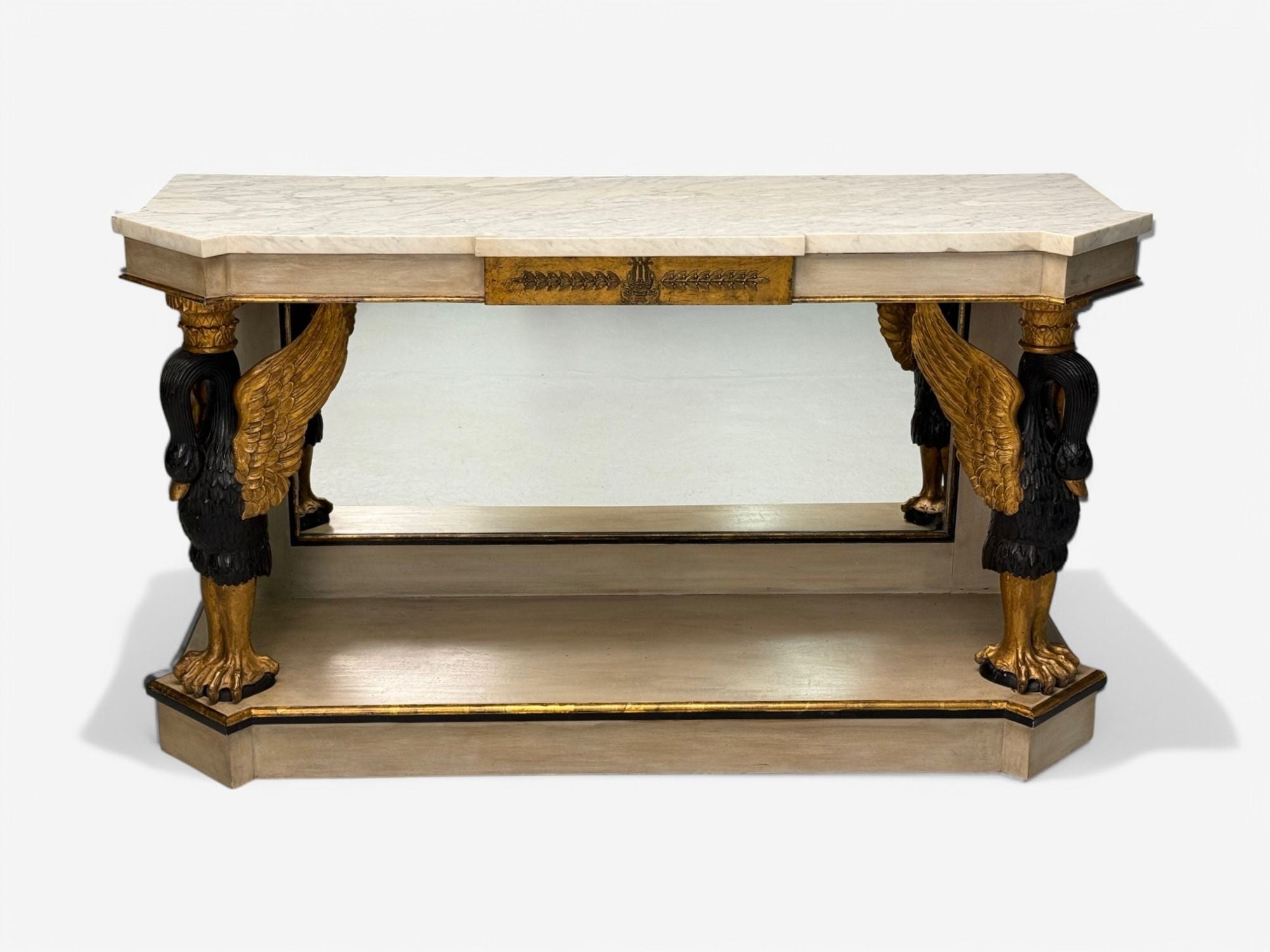 Maison Jansen attr., Hollywood Regency, Giltwood, Mirrored Console Table, 1940s