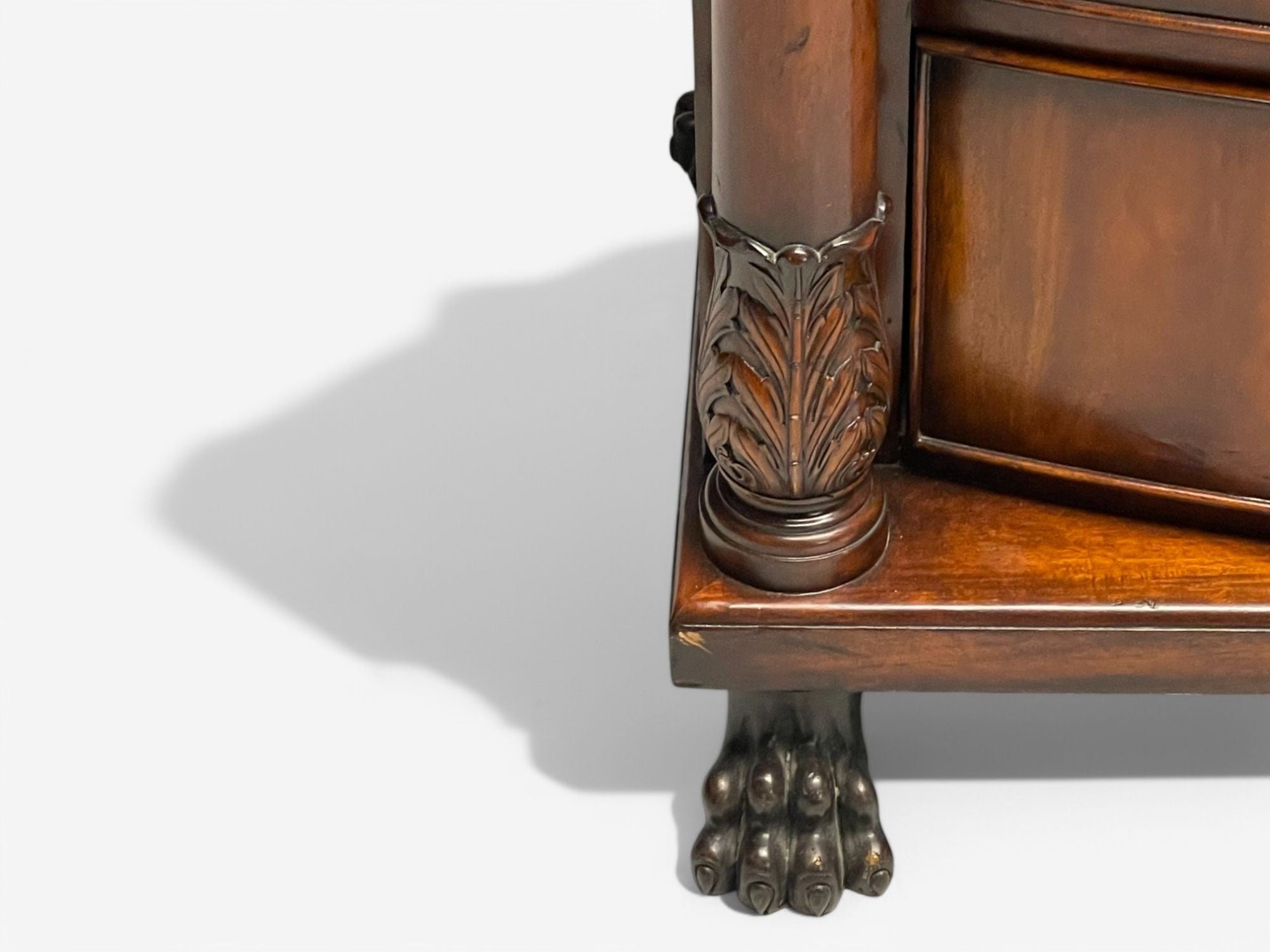French Empire Style, Flame Mahogany, Bronze, Bow Front Dresser, USA, 20th C.