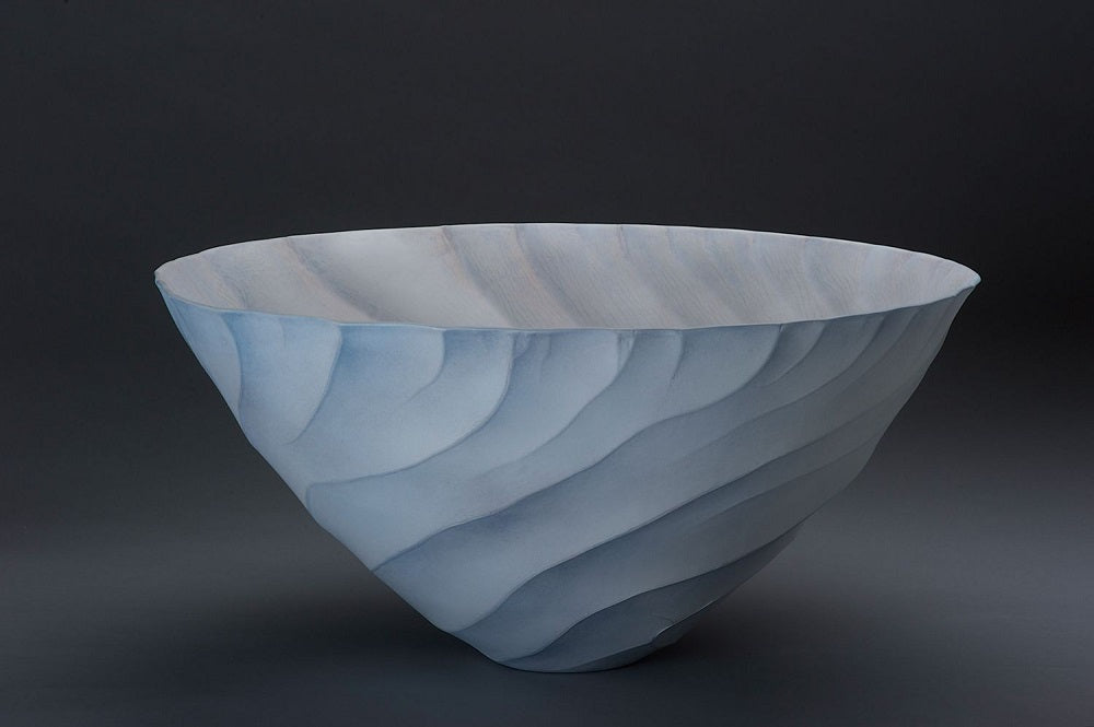 Contemporary Porcelain Bowl / Vessel by Ceramic Artist, Paula Murray, Light Blue