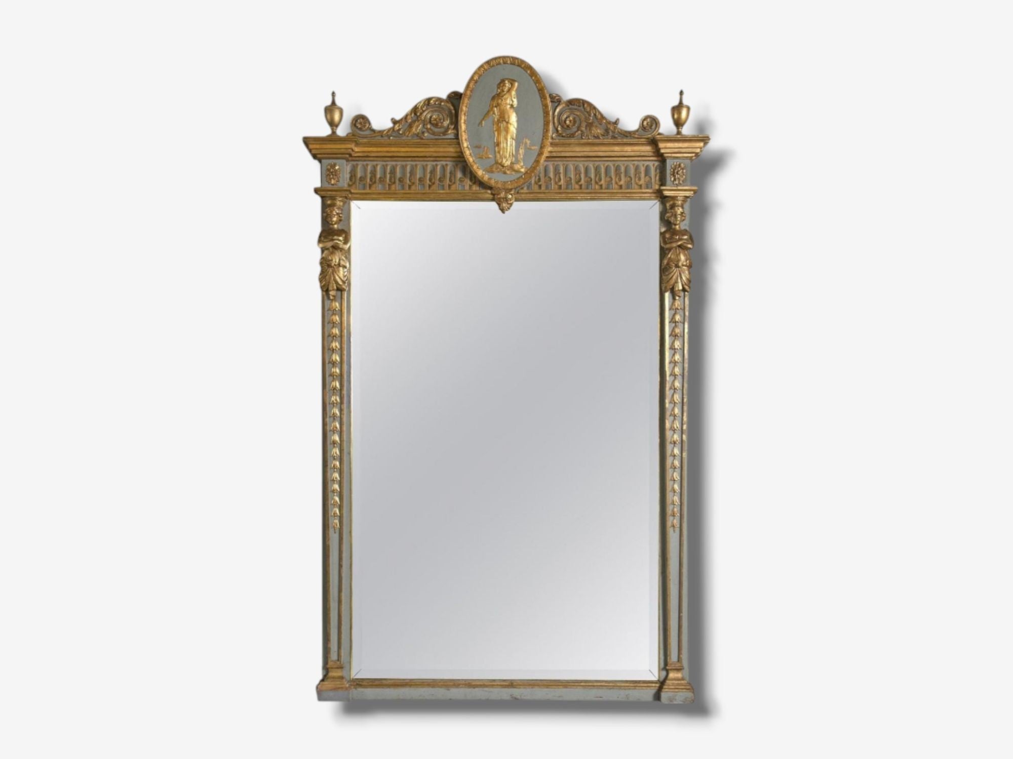 Swedish Paint Decorated, Parcel-Gilt, Large Wall Mirror, France, 19th c.