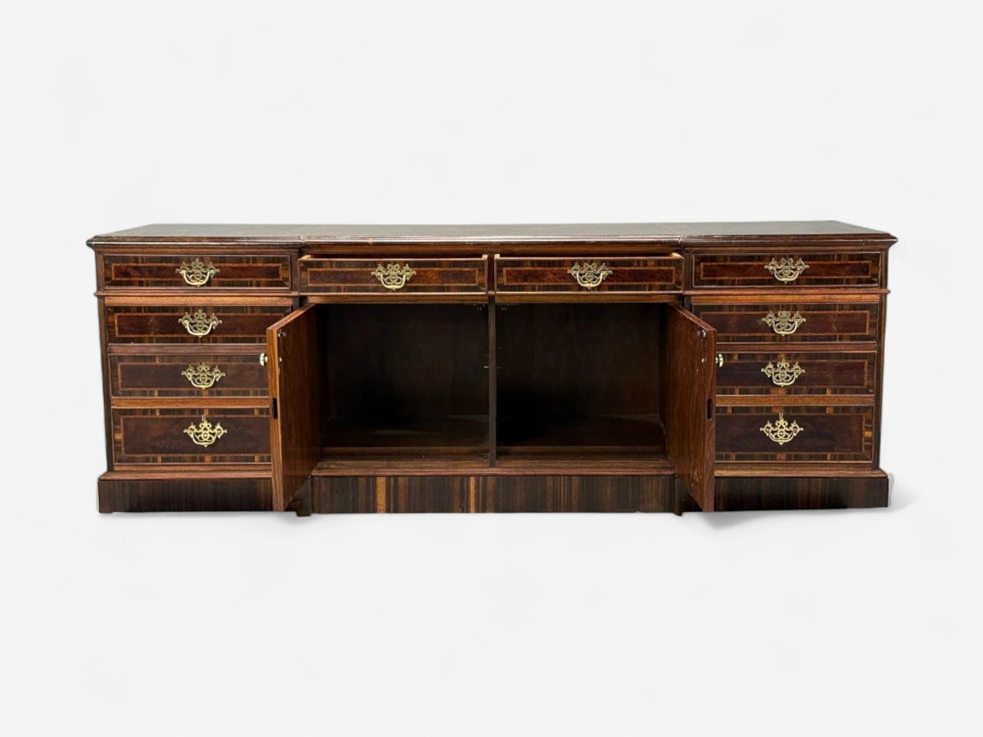 Georgian, Circassian Walnut, Burlwood, Brass, Sideboard, USA, 1980s