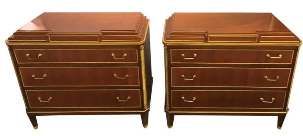 Pair Mahogany Up Russian Neoclassical Style Commodes / Nightstands