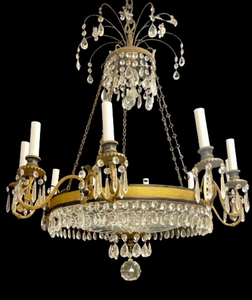 Neoclassical, Dore Bronze, Crystal, Ten Arm Chandelier, Europe, 19th C.