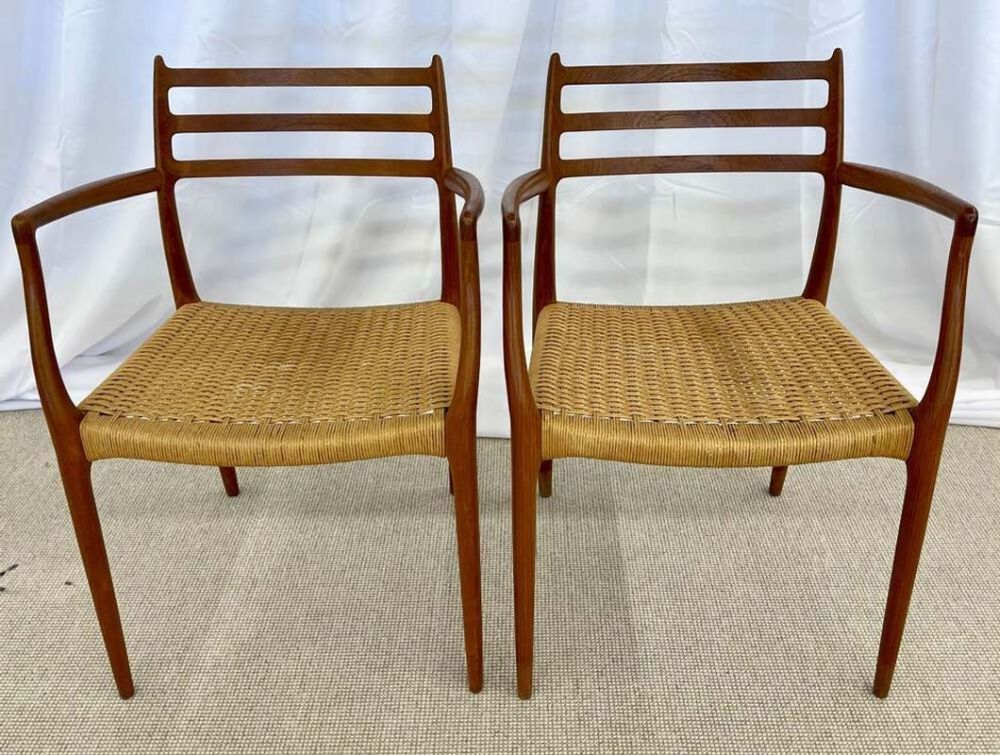 Set of 8 Mid-Century Modern Dining Chairs, Danish, Niels Moller, 1950s