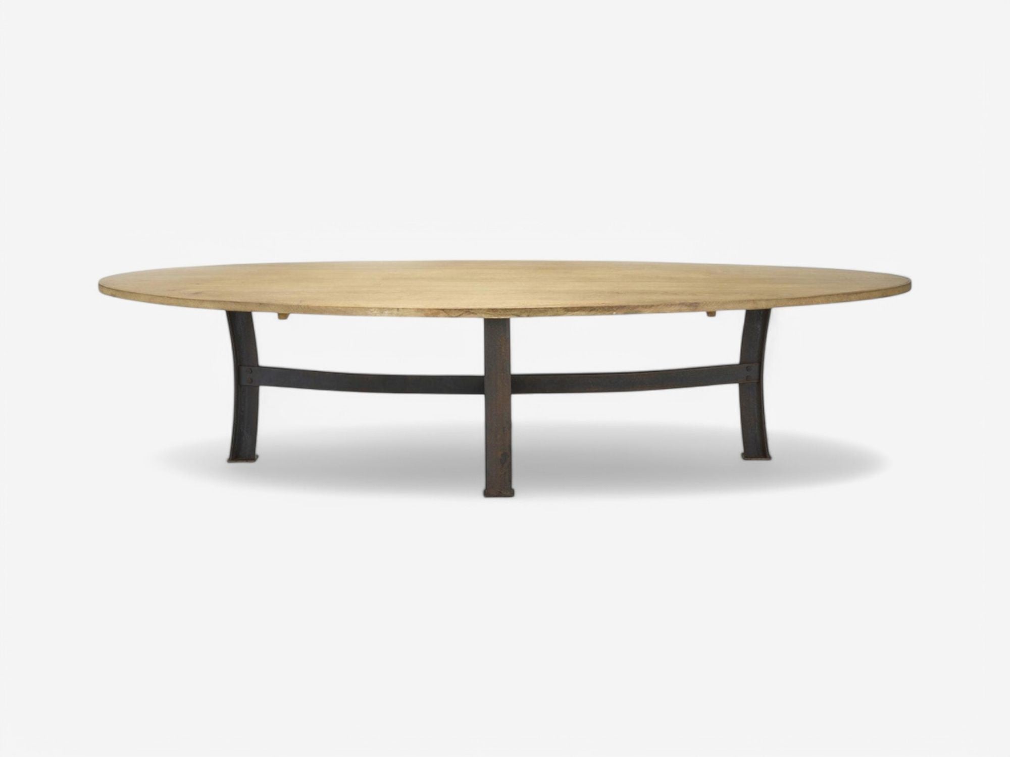 Industrial Mid Century Modern, Oak, Steel, Monumental Dining Table, USA, 1970s