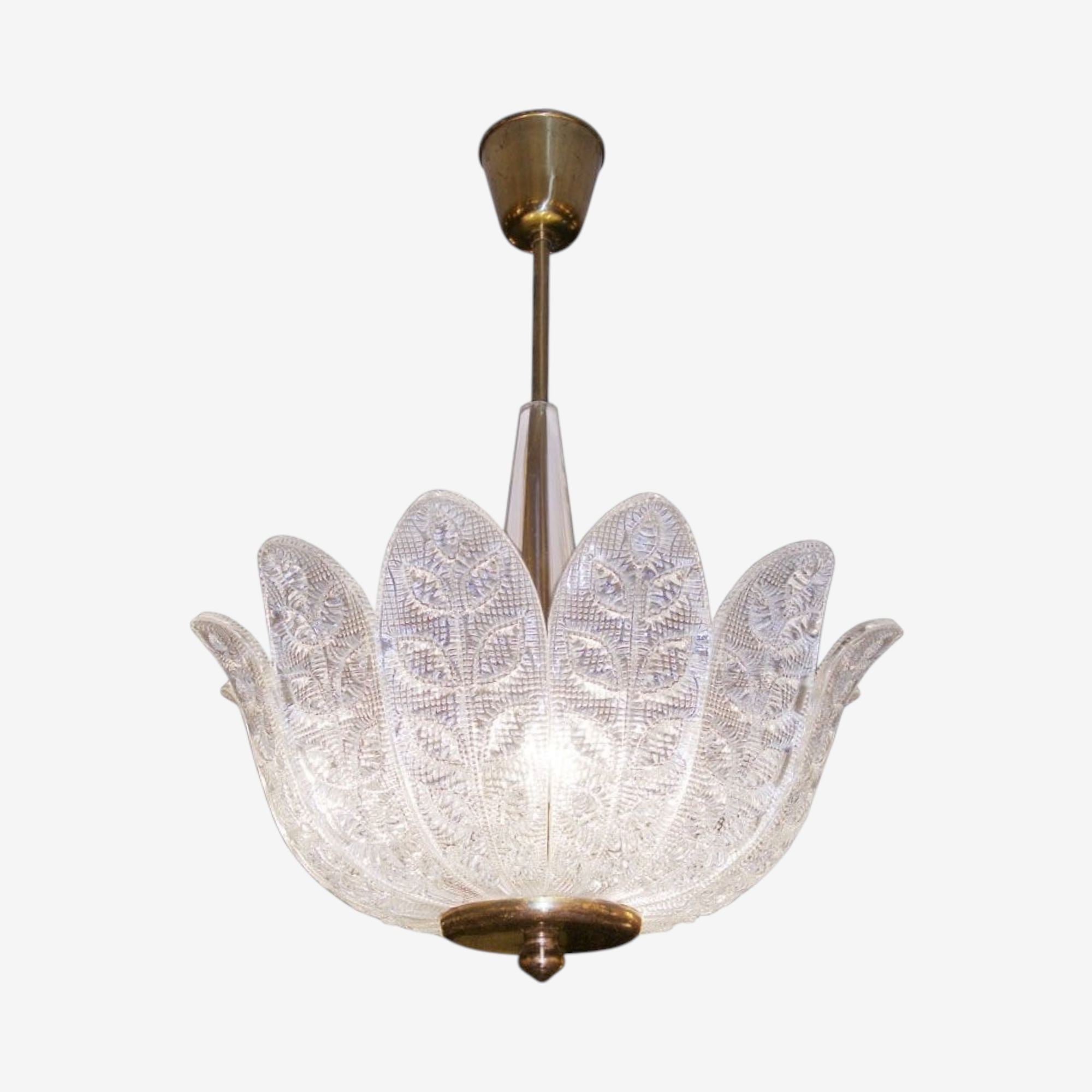 Carl Fagerlund, Swedish Modern, Slumped Glass, Pendant Light, Sweden, 1940s