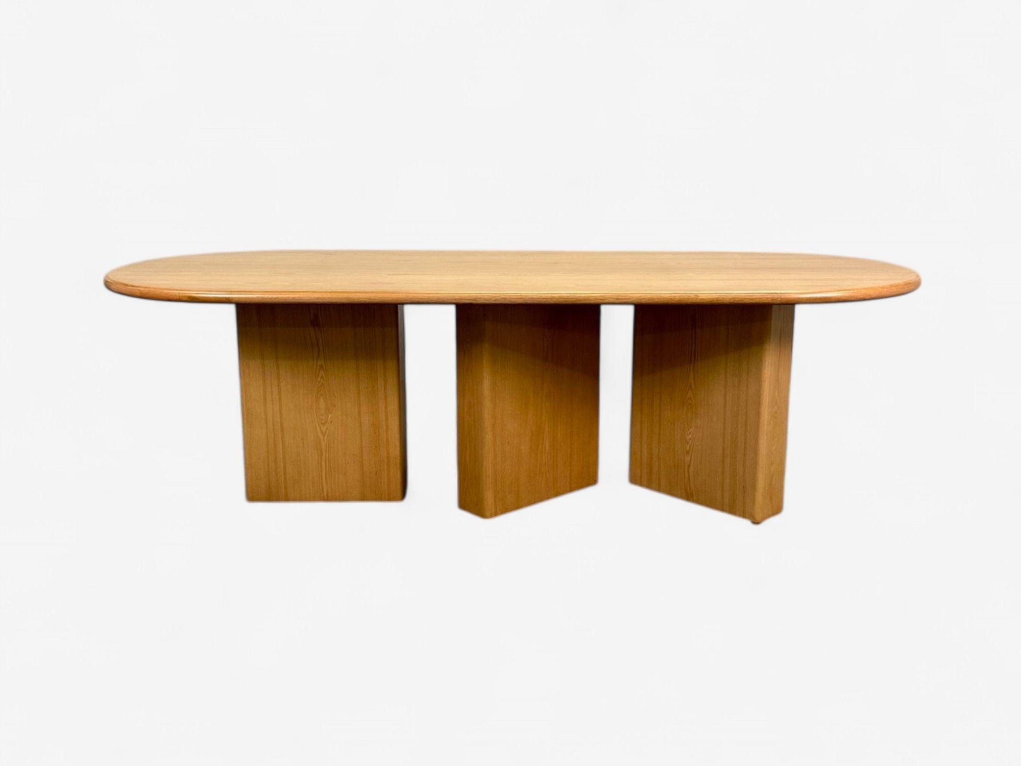 Organic Modern, Solid Oak, Handcrafted Pedestal Oval Dining Table, 21st C.