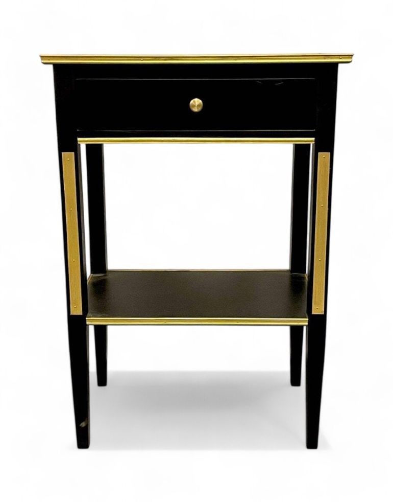 Russian Neoclassical Style, Hollywood Regency, Nightstands, Painted Wood, Bronze