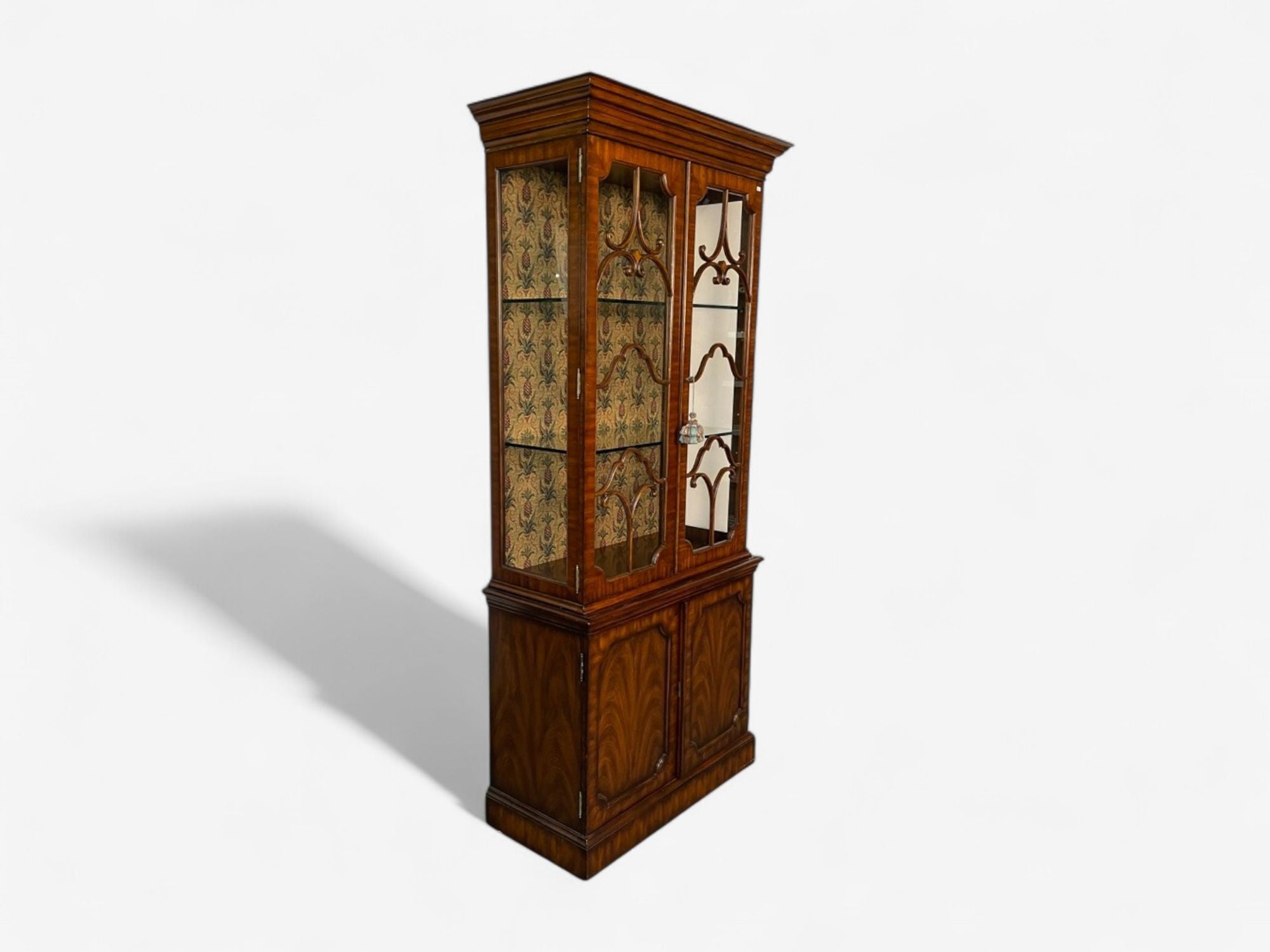 Chinese Chippendale Style Bookcase, Showcase Cabinets, Mahogany, Maitland Smith