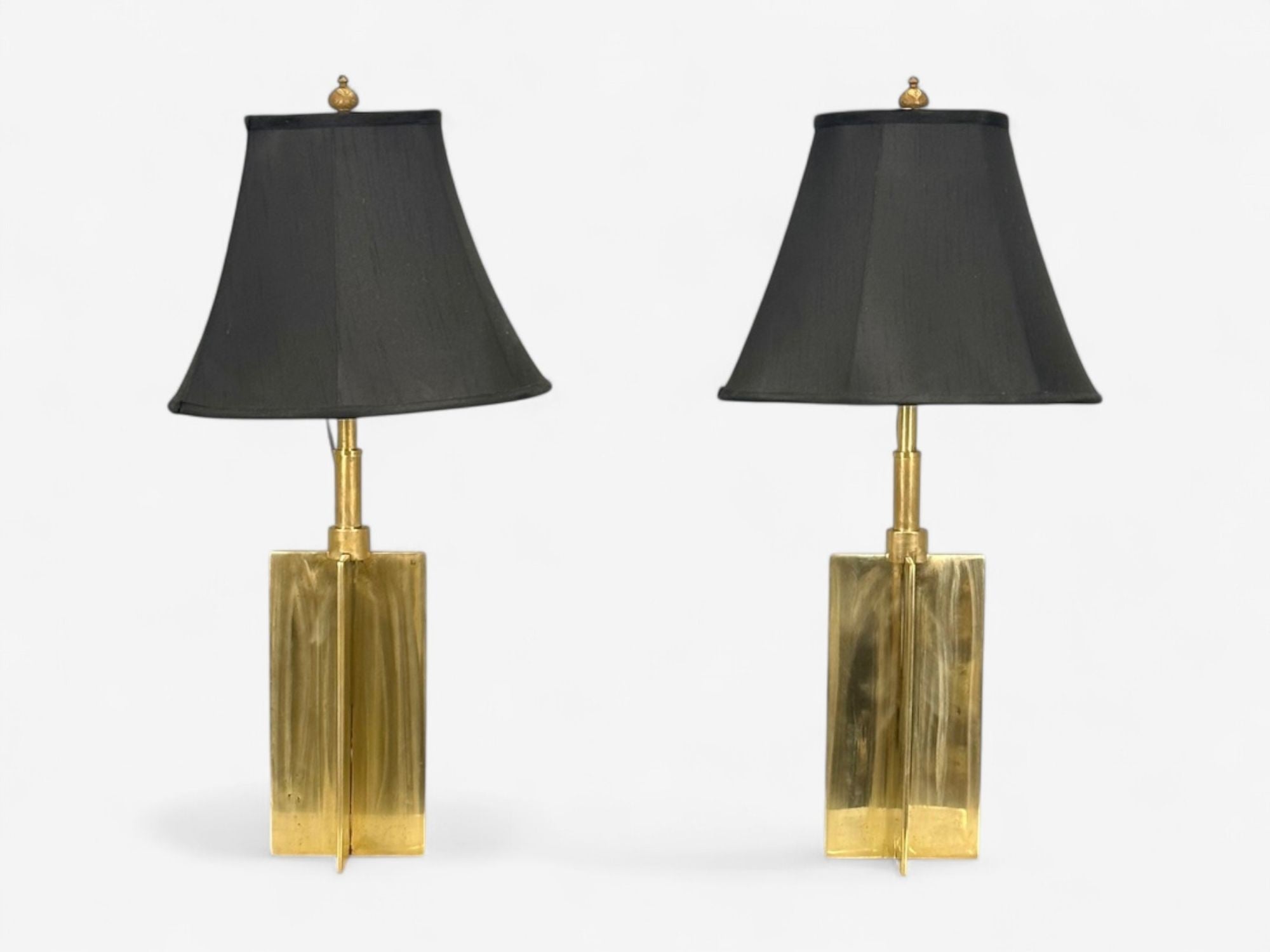 Jean Michel Frank Style, Mid-Century Modern, Bronze, Table Lamps, 1970s