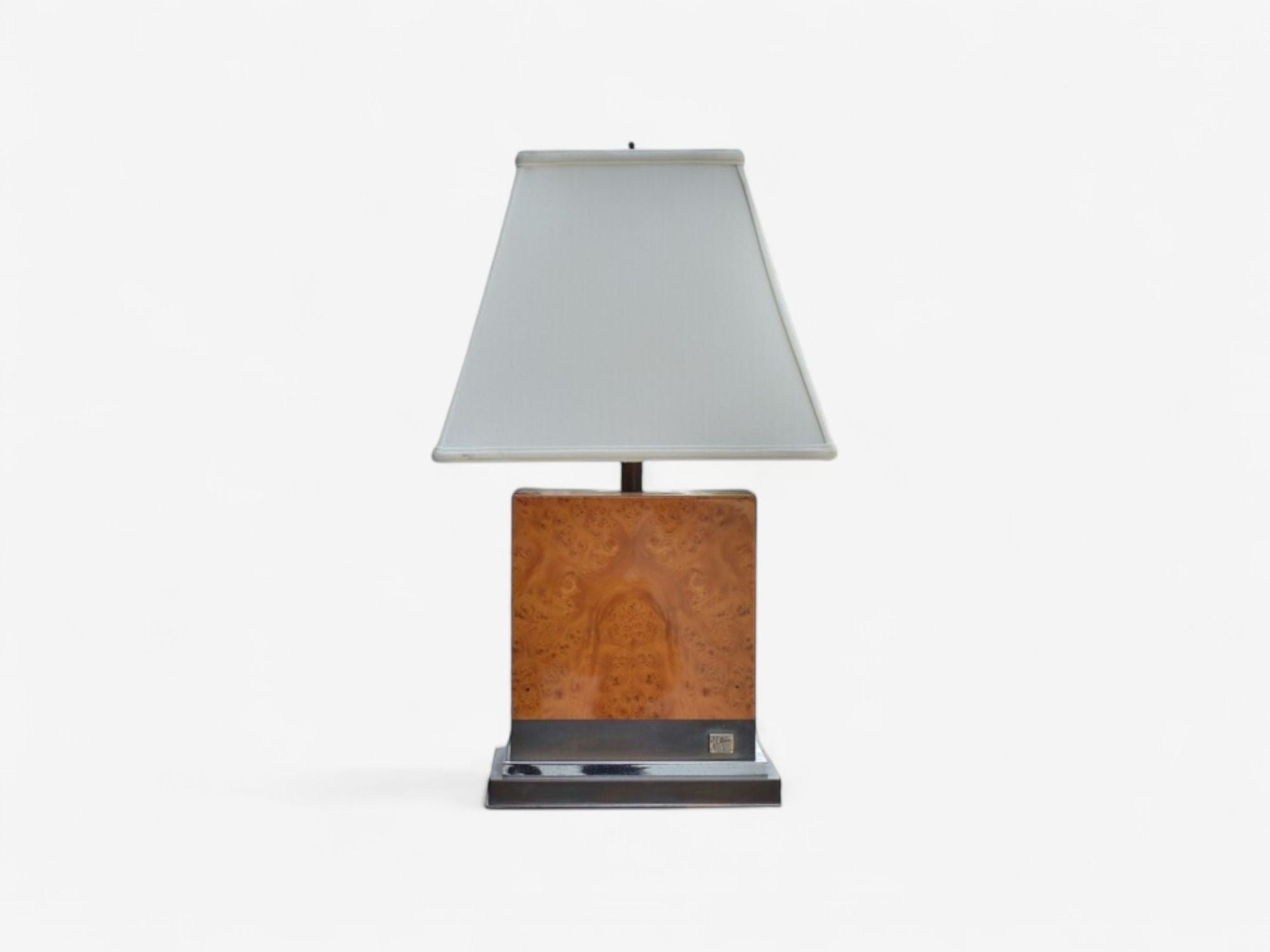 Jean Claude Mahey, Burl Wood, Chrome, Table Lamps, France, 1960s
