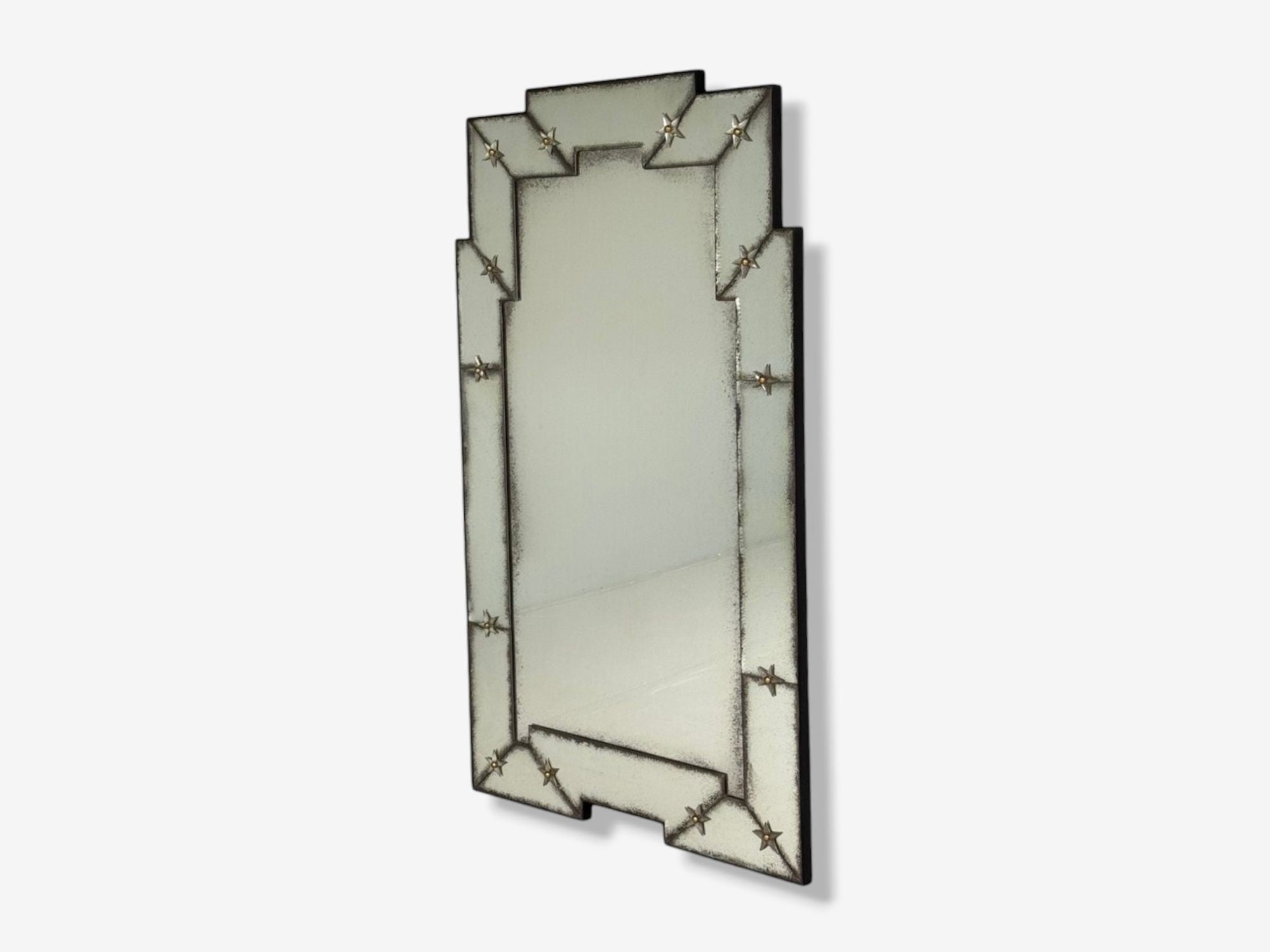 Art Deco Style, Antique and Beveled Glass, Venetian Wall Mirror