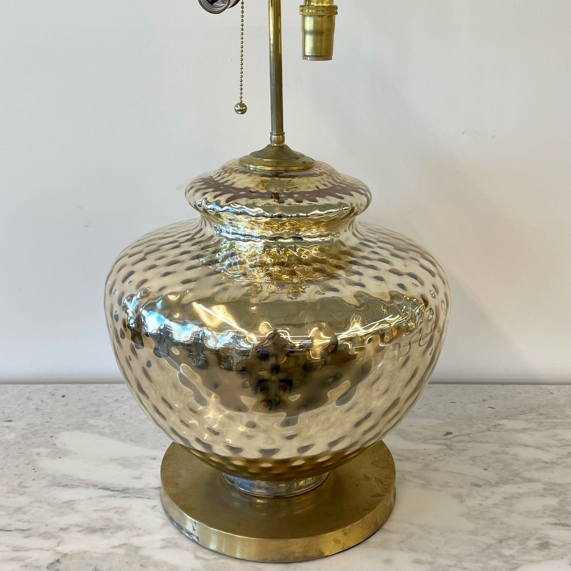 Single Large Mid-Century Modern Table Lamp, Mercury Glass, Brass, Jar, Urn Shape