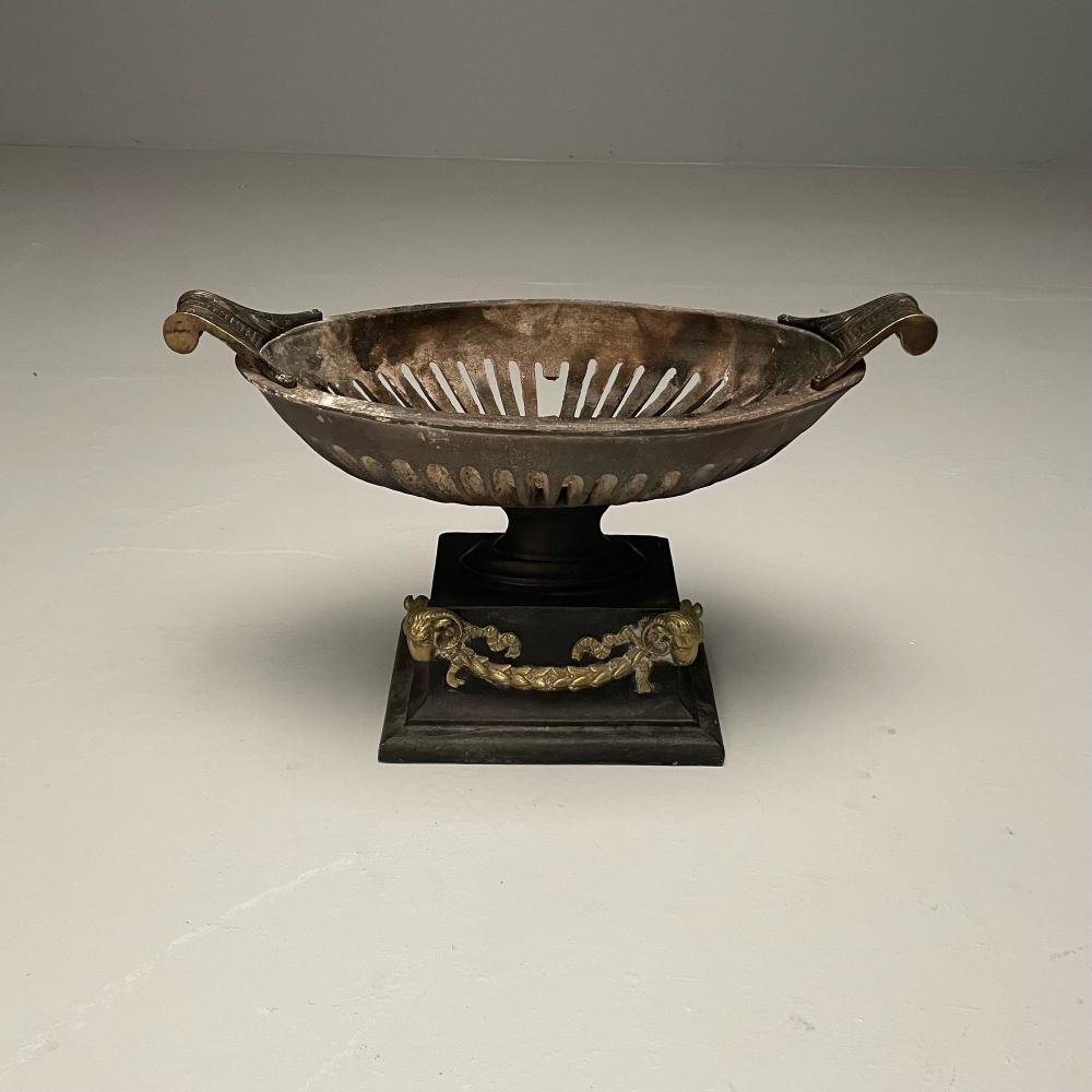 Regency, George III Style, Large Urn Planter, Cast Iron, Brass, England, 20th C.