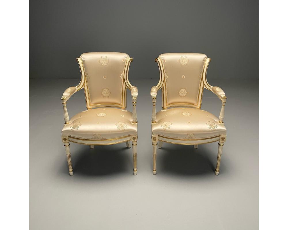 Maison Jansen Attr., Louis XVI Style, Hollywood Regency, Fauteuils, Scalamandre