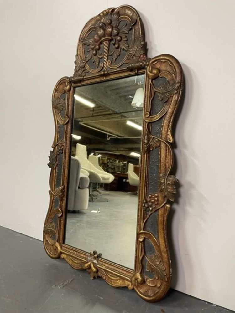 Gustavian Italian Wall, Console Mirror, Cornucopia Motif, Parcel Gilt Decorated
