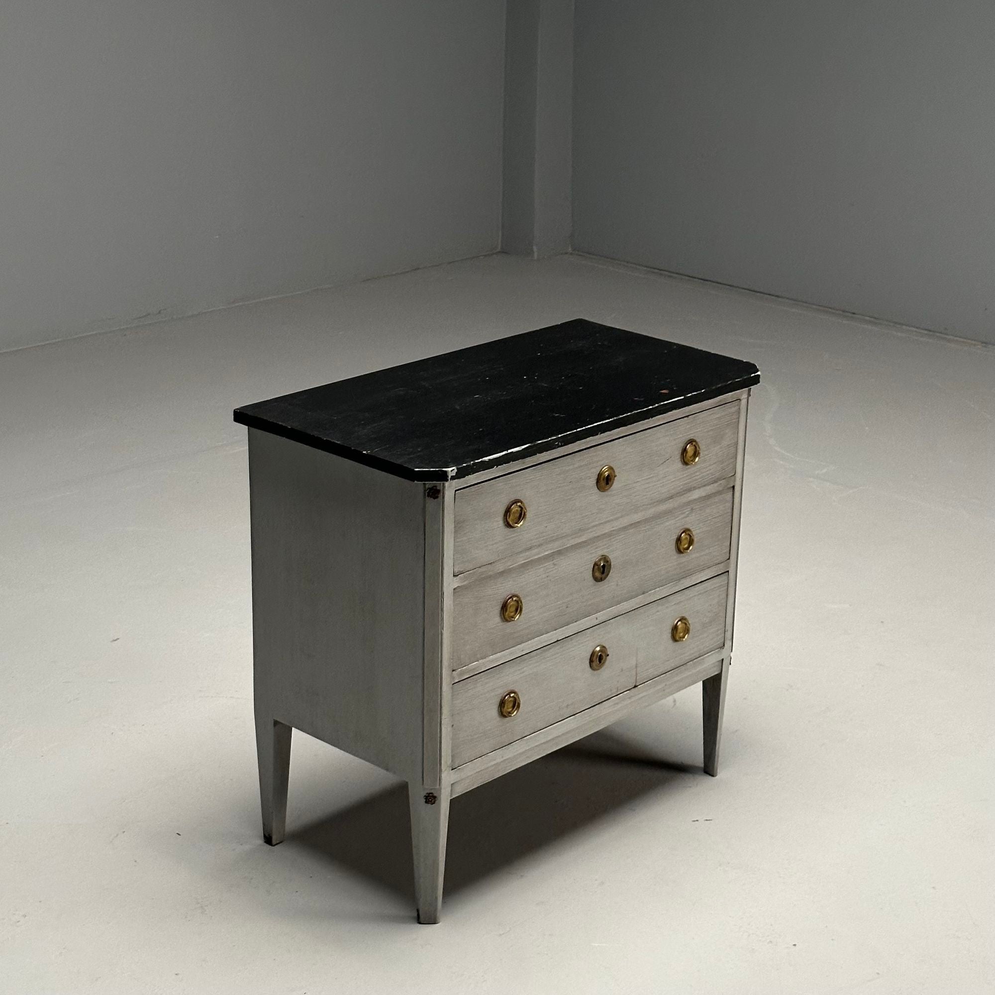 Gustavian, Swedish Commode, Gray Paint Distressed, Sweden, 1950s