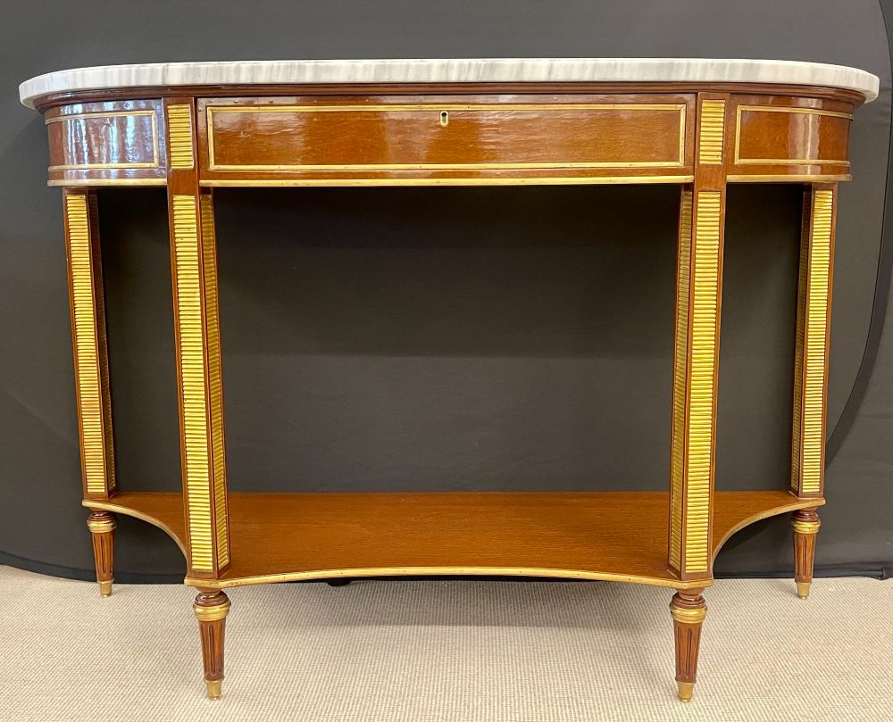 Pair of Russian Neoclassical Consoles / Sofa Table or Sideboard, Demilune