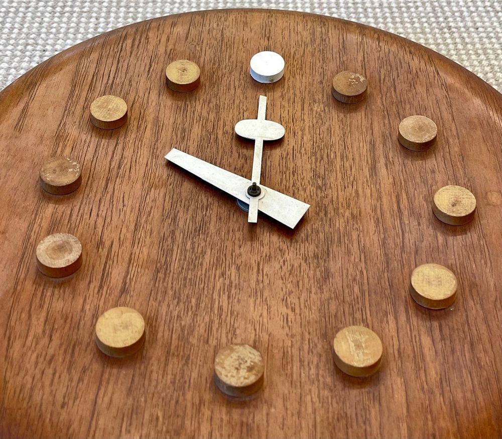 Mid-Century Modern Danish Wall Clock by Fritz Hansen, George Nelson, Teak, 1957