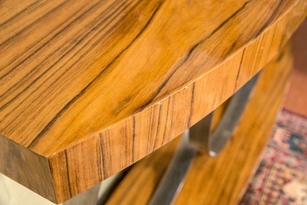 Art Deco Style, Console Table, Mid Century Modern, Heavy Three Chrome Loops