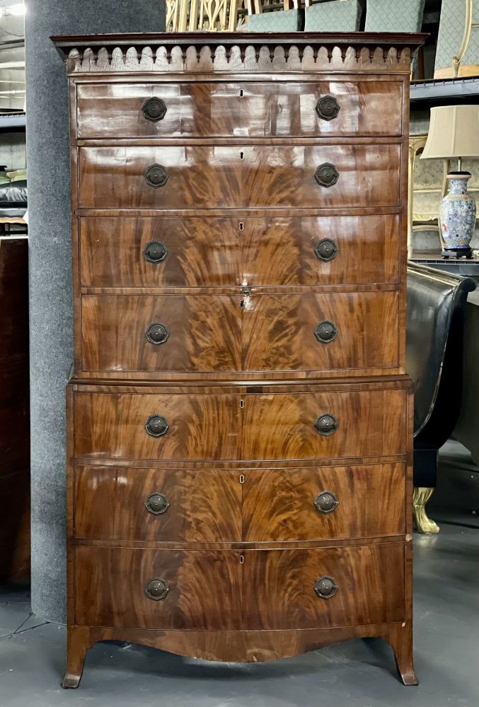 Late George III Mahogany Bowfront Chest on Chest