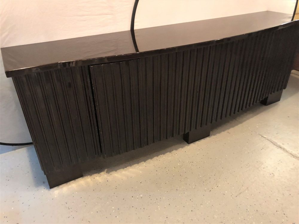 Palatial Pace Collection Wavy Front Mahogany Lacquered Credenza or Sideboard