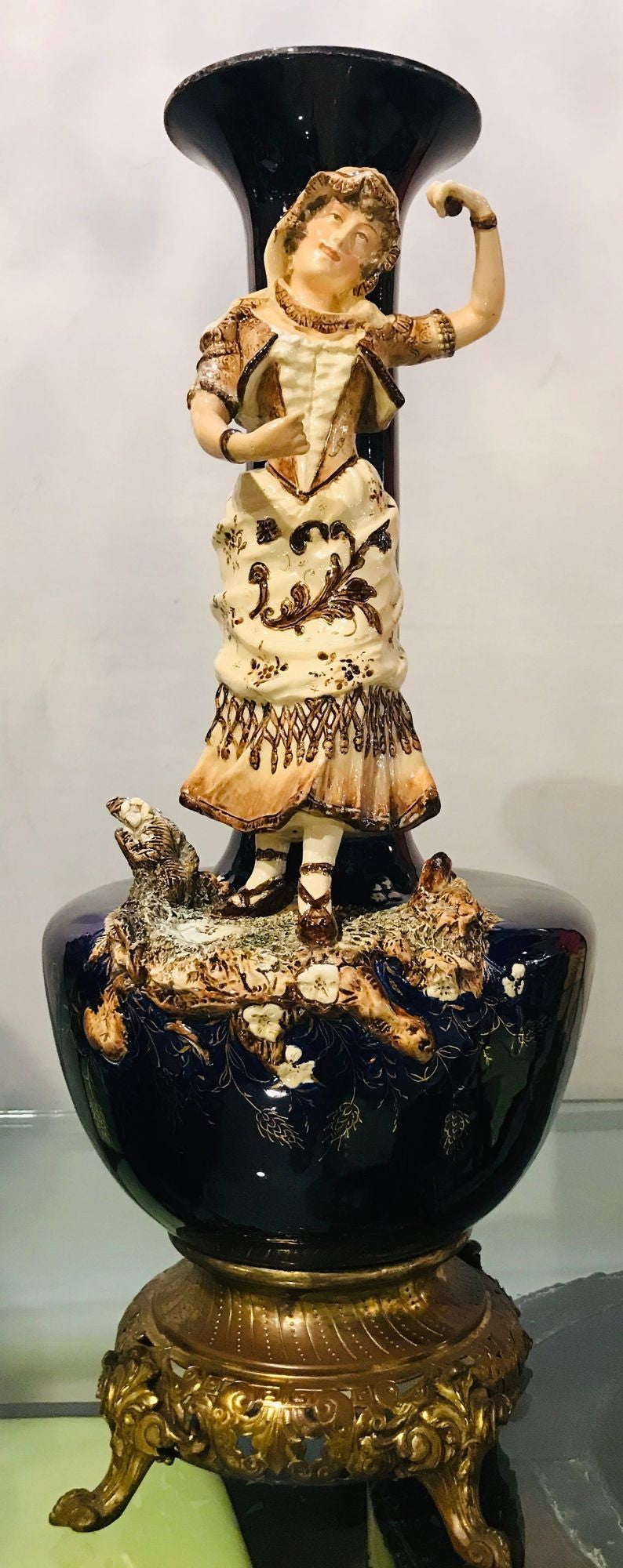 Two Large Porcelain French 19th-20th Century Figurative Vases or Male & Female