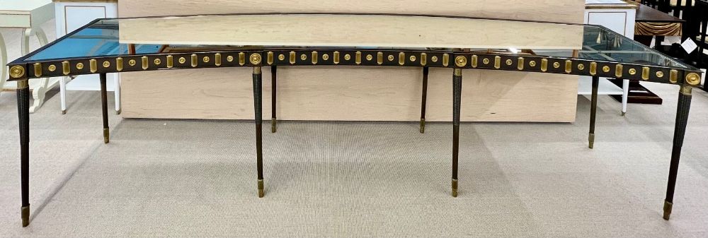 Maison Jansen Monumental Concave Steel and Bronze Console or Sideboard