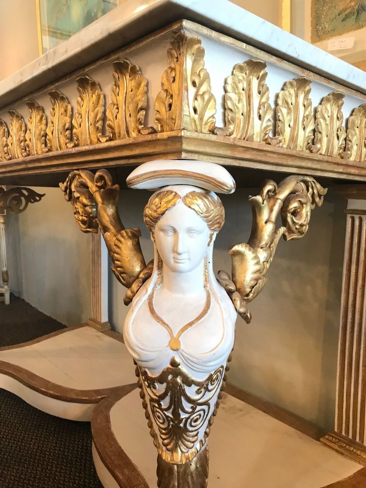 Italian Empire White Painted and Parcel-Gilt Console Table, circa 1825