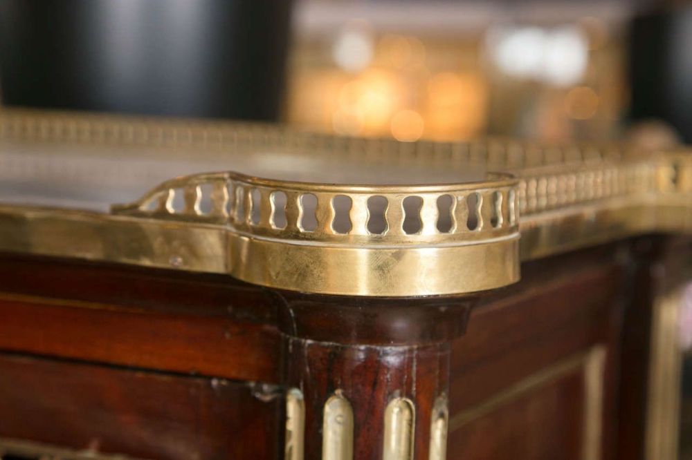 Mahogany Storage Chest Attributed to Maison Jansen with Galleried Marble Top
