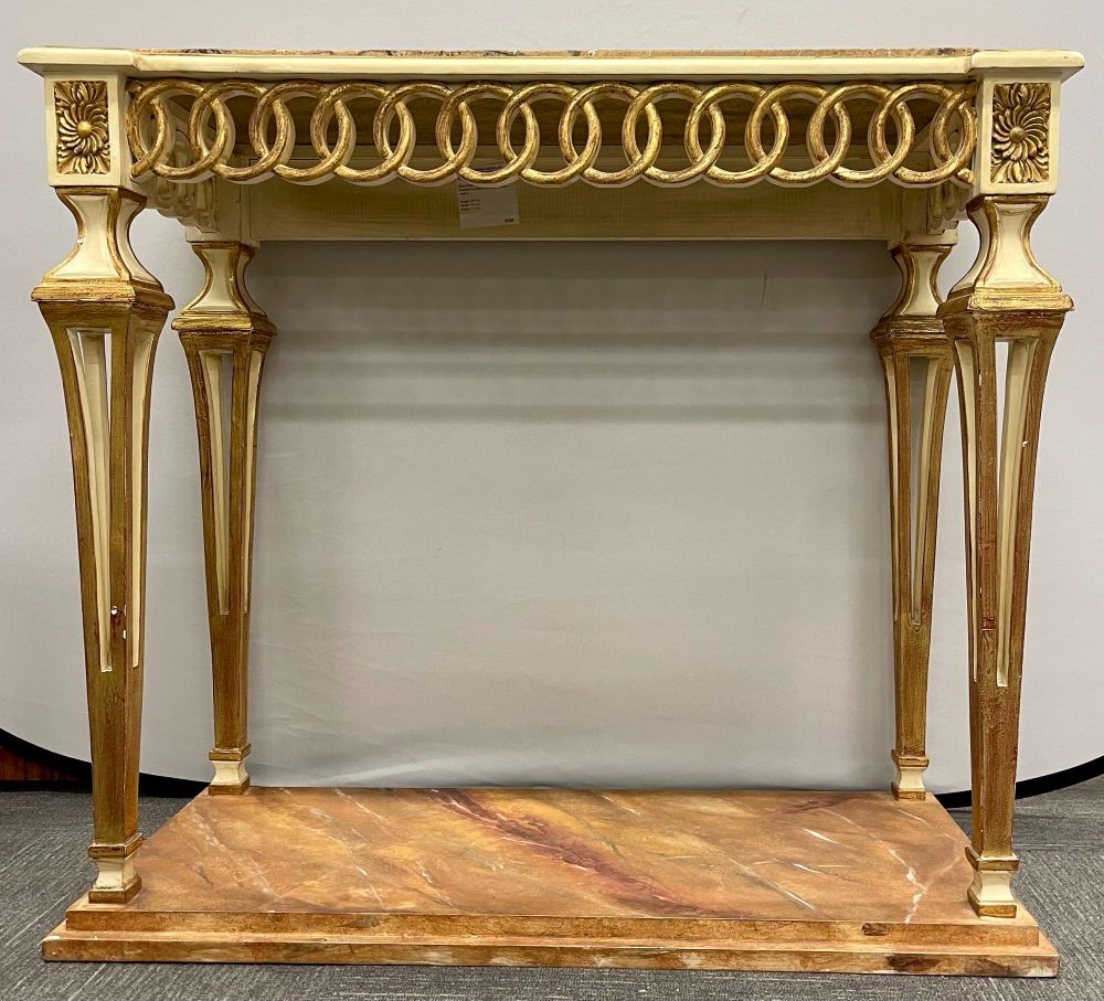 Parcel Paint and Gilt Decorated Pair of Swedish Serving or Console Tables