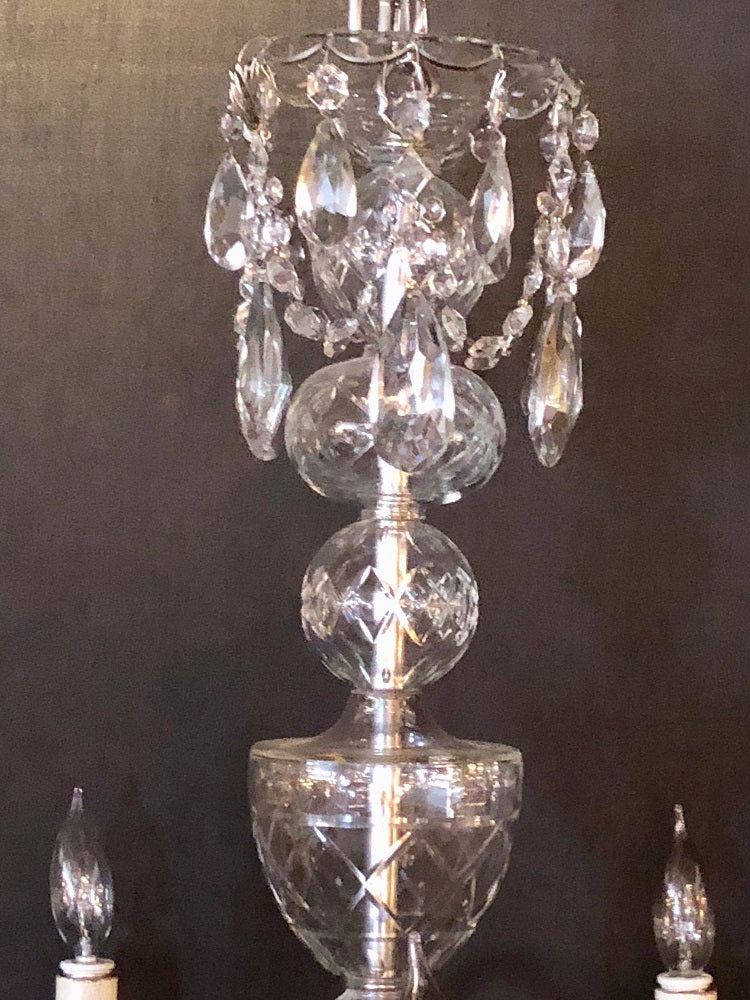 Fine Cut Crystal Georgian Chandelier with Large Pendants